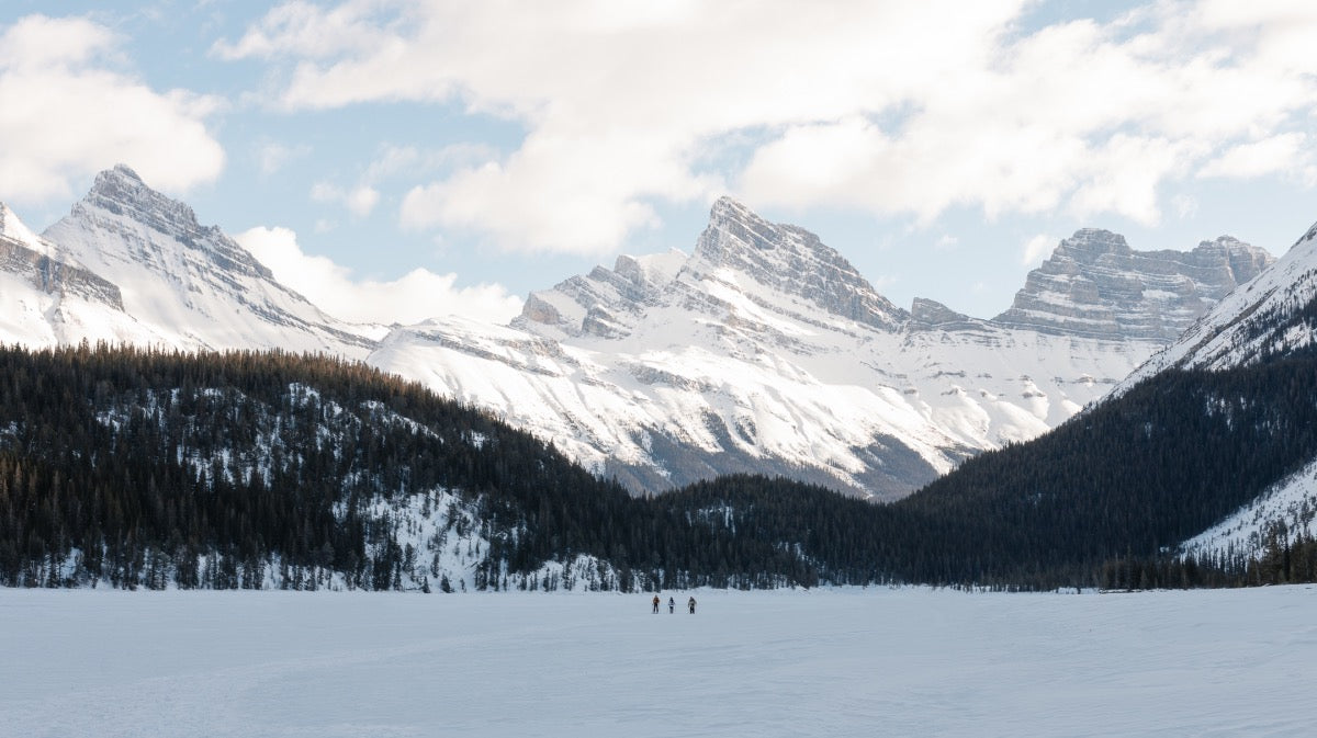 A snowy mountain landscape in Banff National Park
