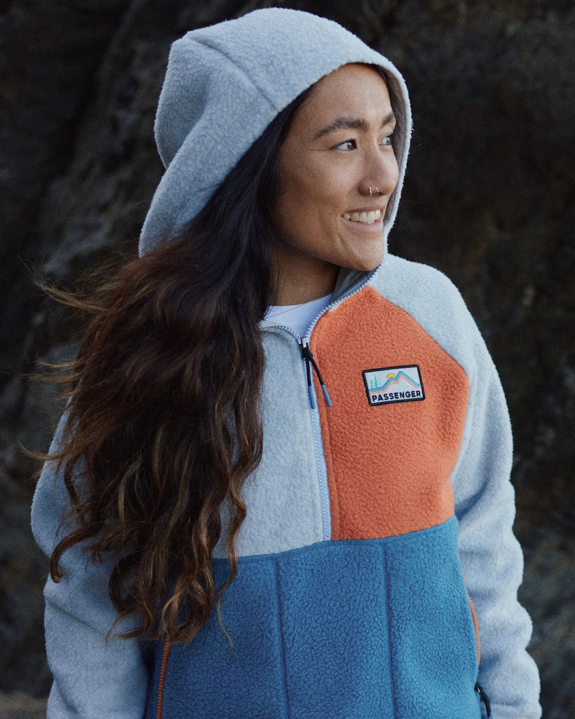 Maine 1/2 Zip Recycled Sherpa Fleece - Blue Steel - Lifestyle