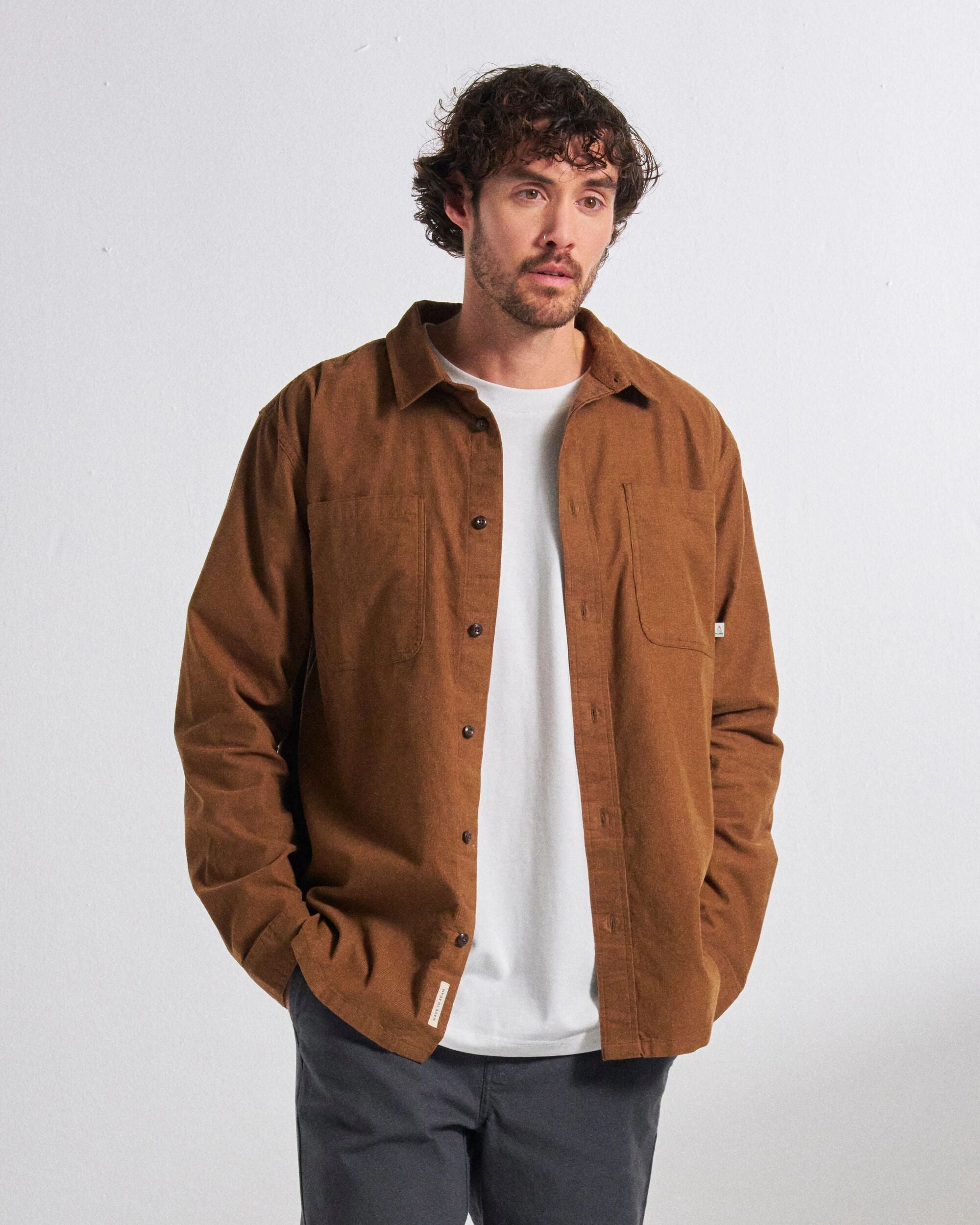 Backcountry Cord Light Shirt - Caramel - Studio Model