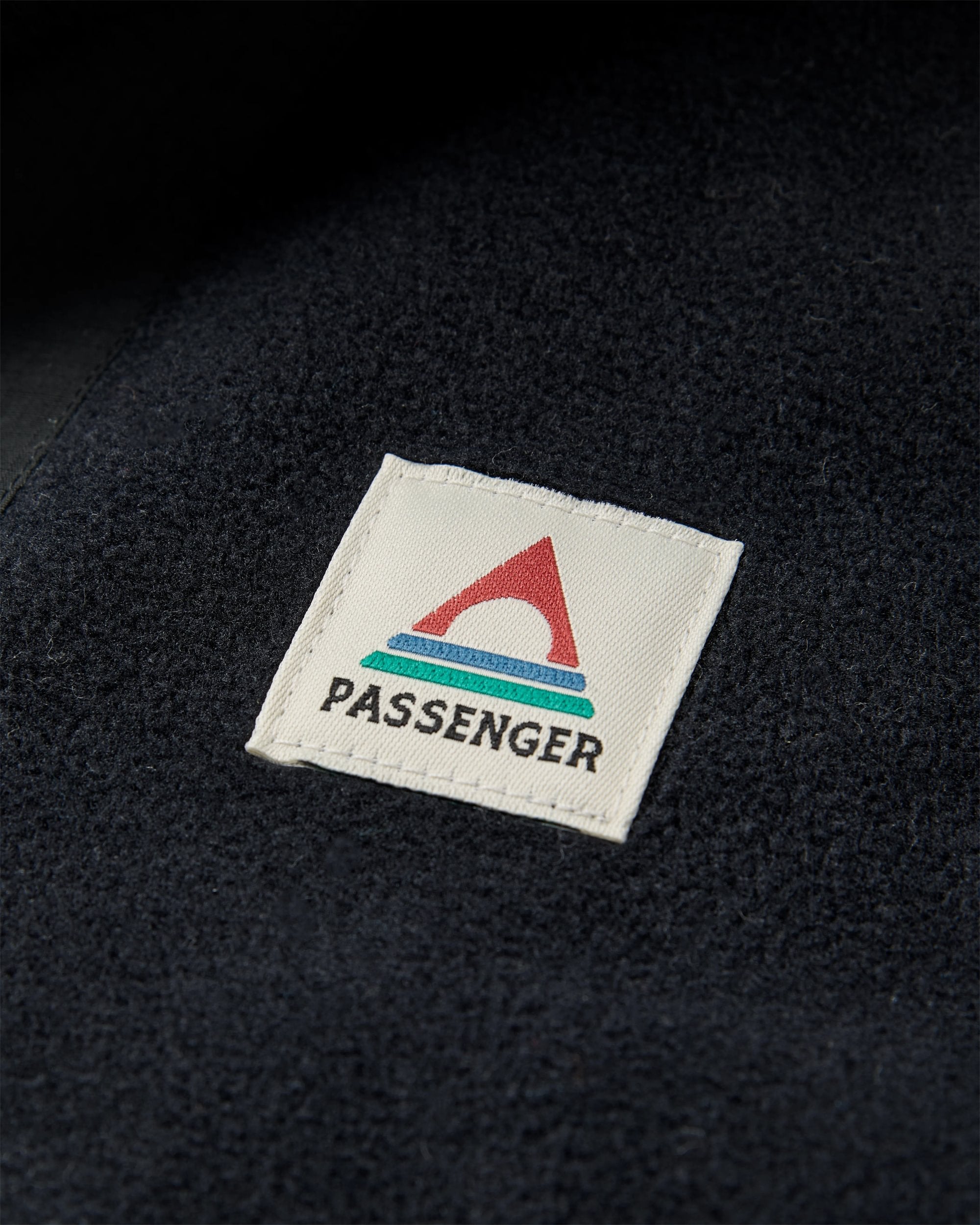 Woodland Hooded 1/2 Zip Recycled Polartec® Fleece - Black/Khaki - Flatlay