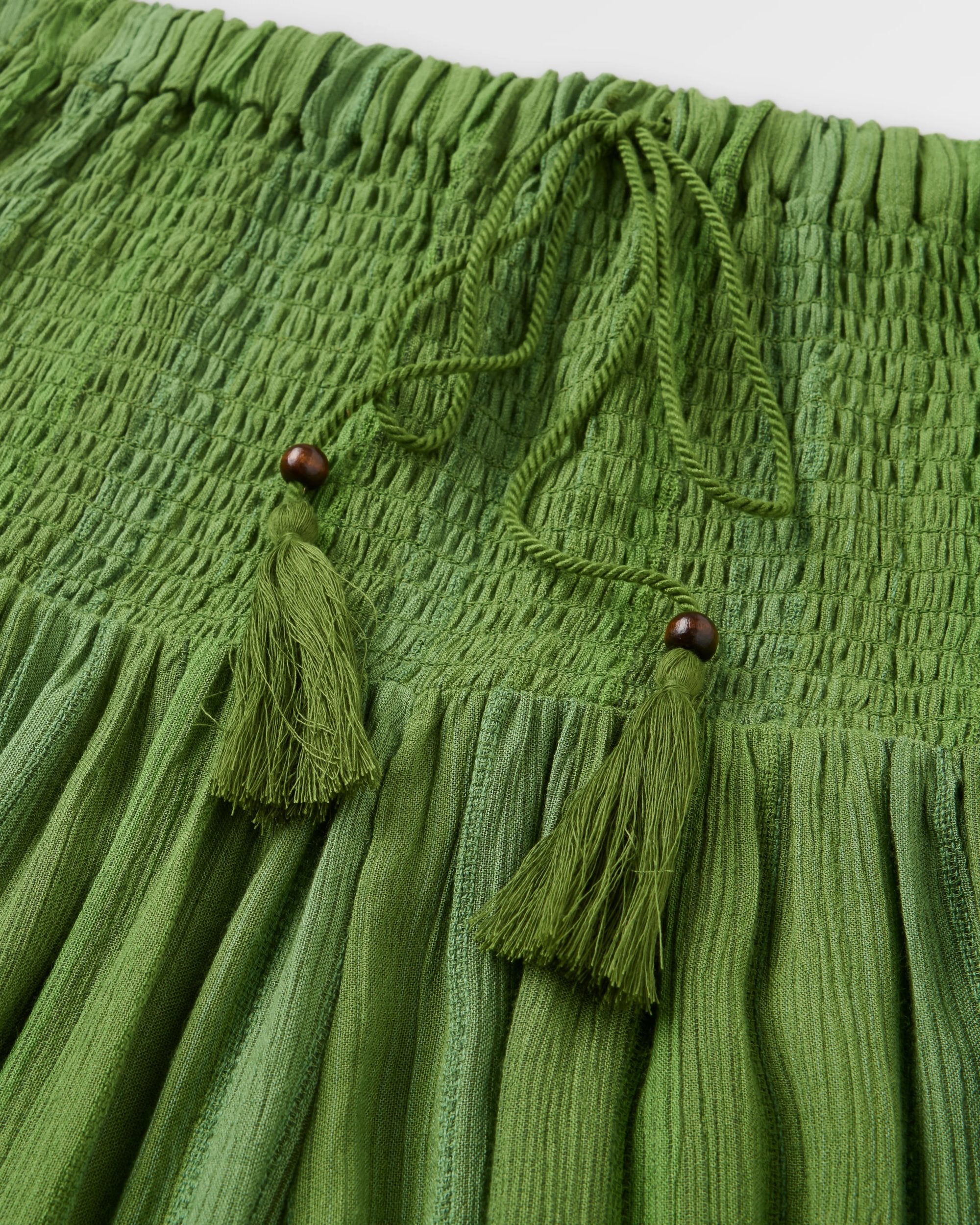 Daylily Loose Trouser - Stem Green Stripe - Flatlay