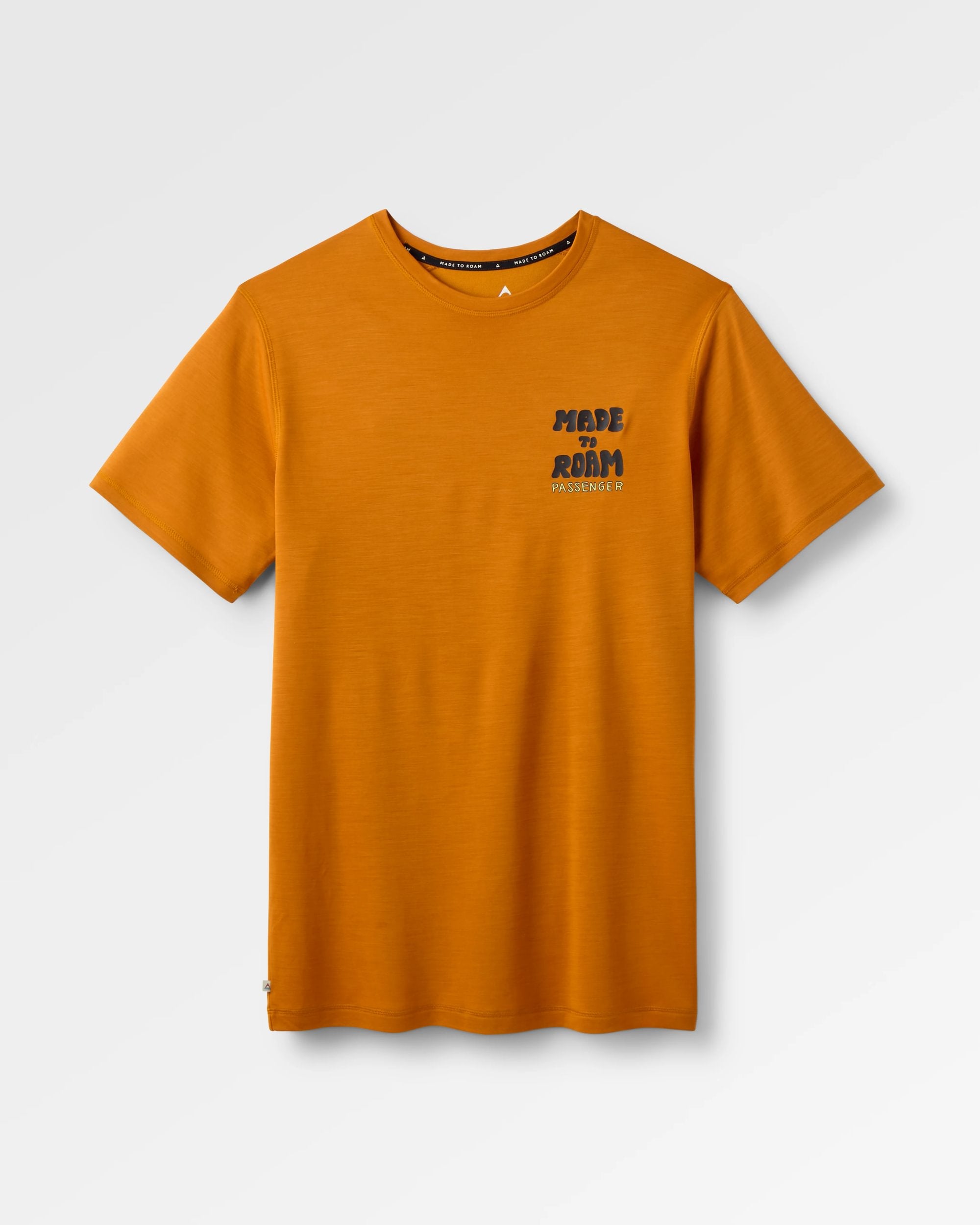 Camp Lost Lightweight Merino T-Shirt - Retro Orange - Flatlay