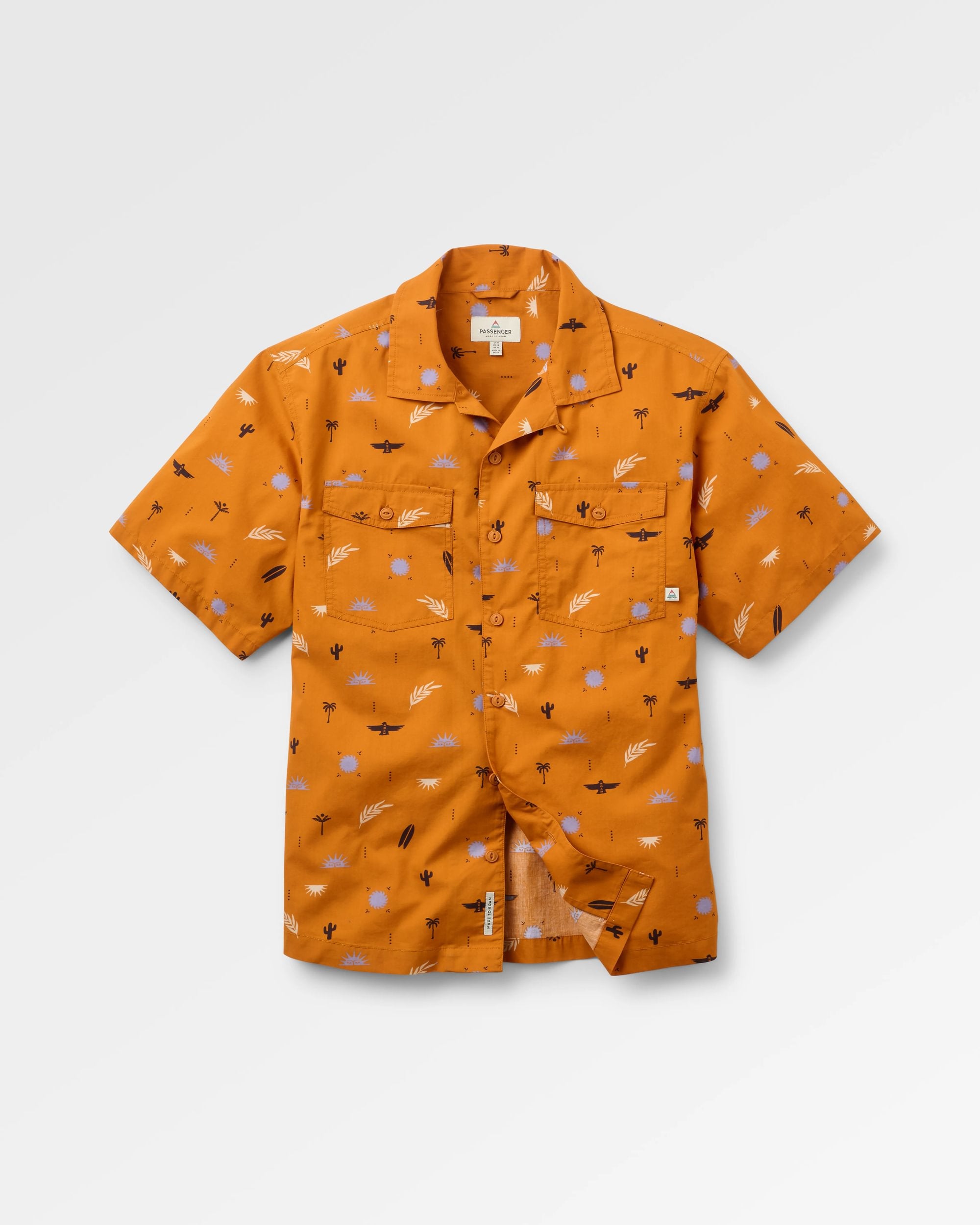 Acreage Organic Cotton Shirt - Sundial Retro Orange - Flatlay