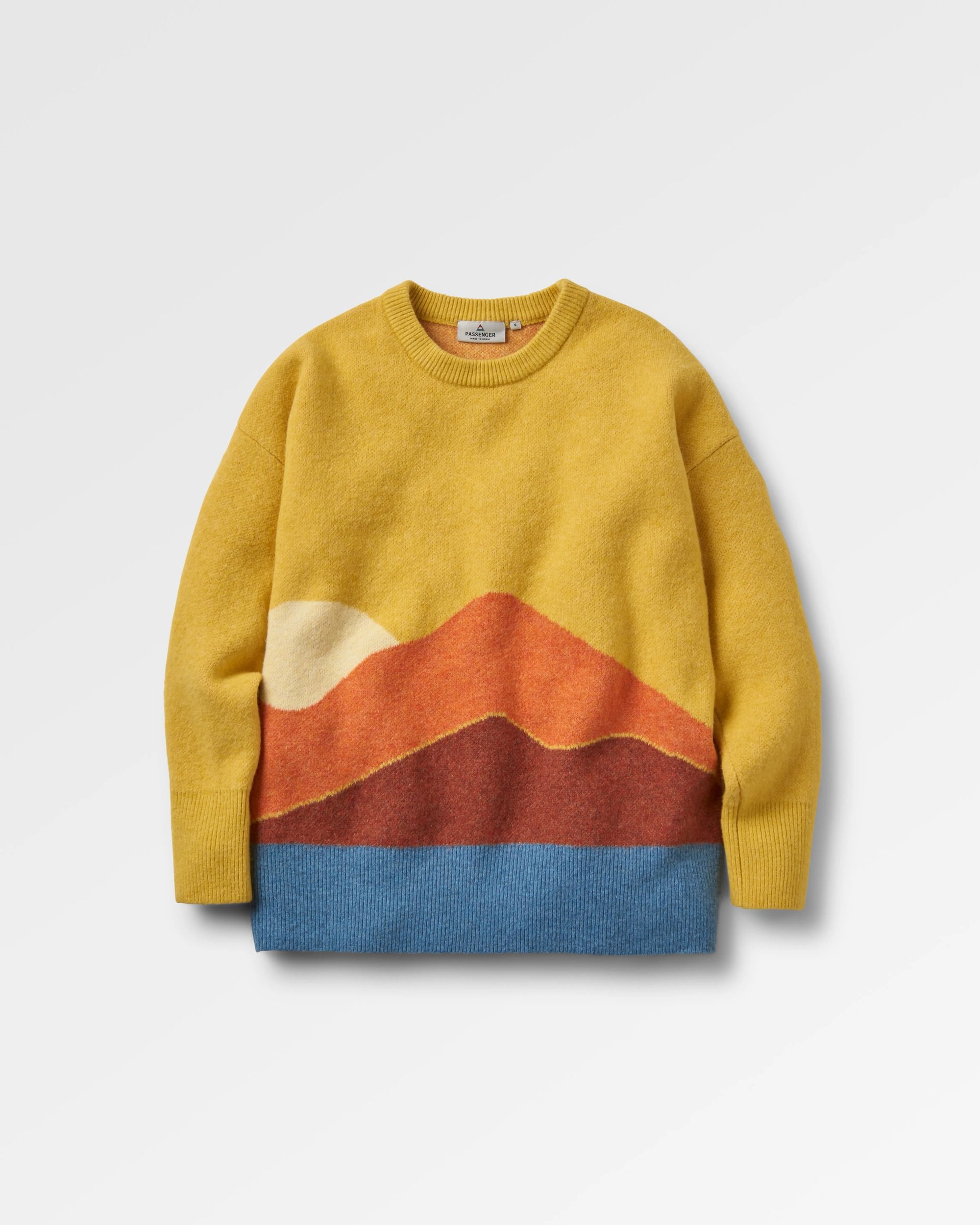 Vista Recycled Knitted Jumper - Amber Gold - Flatlay