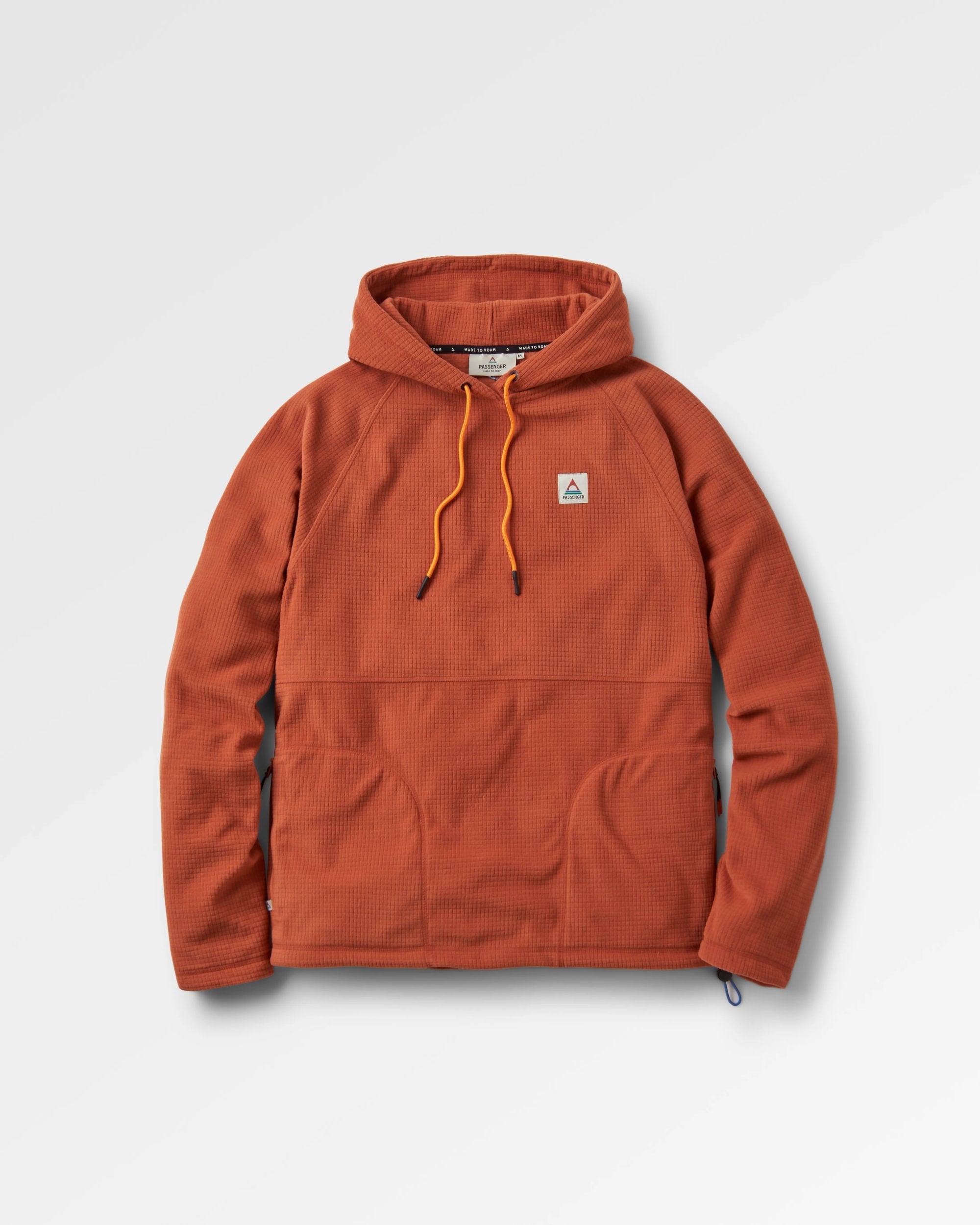 Point Recycled Grid Polar Fleece Hoodie - Baked Clay - Flatlay