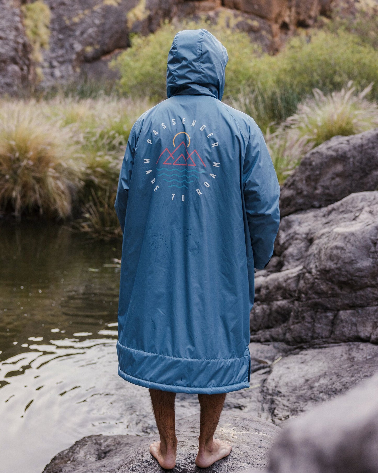 Escapism Recycled Sherpa Lined Changing Robe - Moonlight Blue - Lifestyle - Male