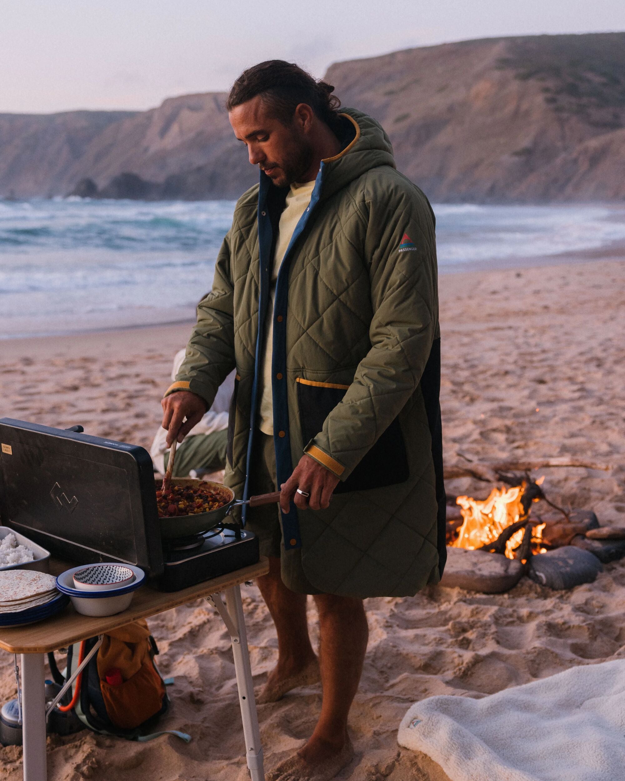 Campscape Recycled Fleece Lined Parka - Black/Khaki - Lifestyle - Male