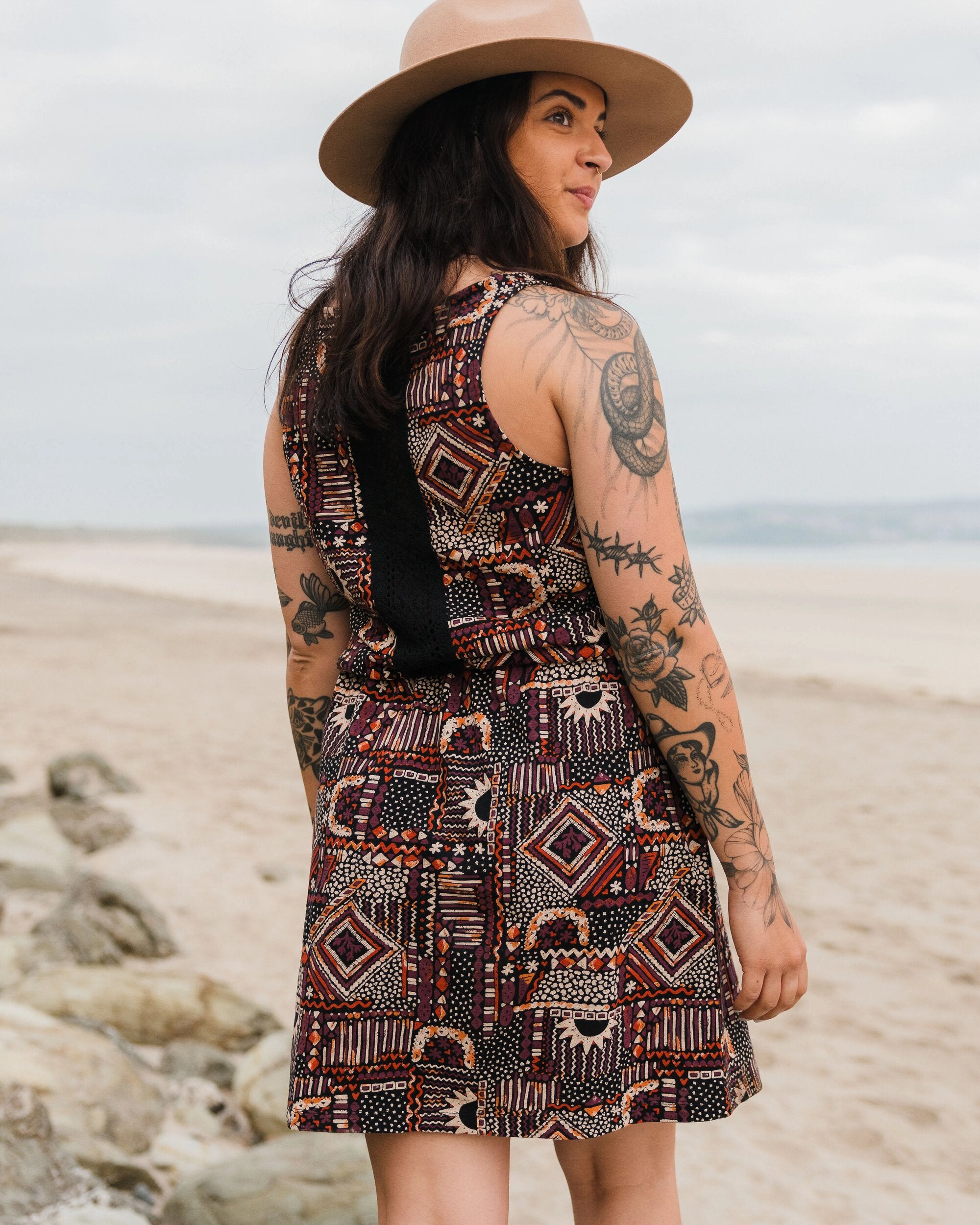 Rivergate Recycled Cotton Dress - Vintage Patchwork Black/Multi - Lifestyle