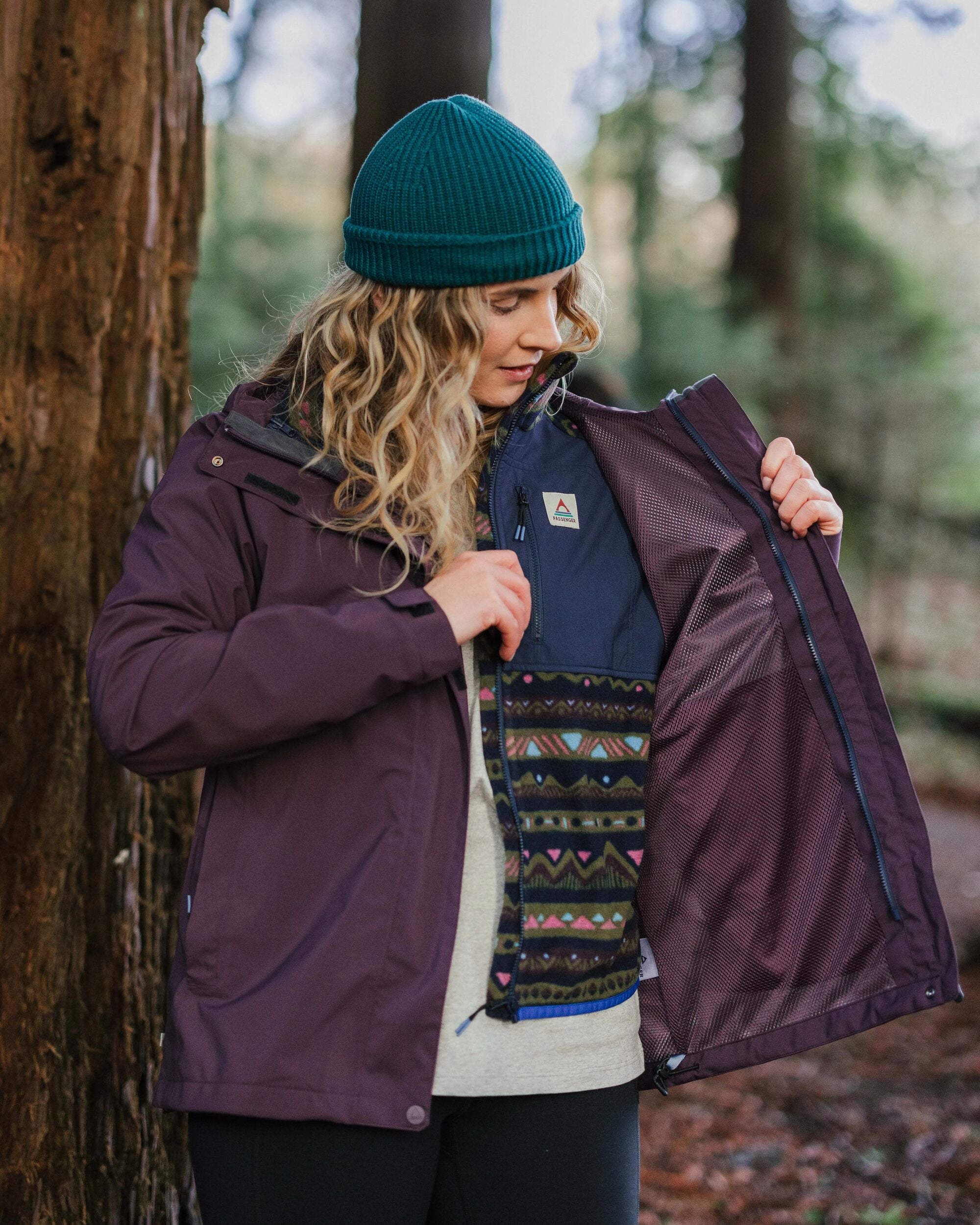 Breckenridge Recycled Waterproof 3 In 1 Jacket - Deep Plum - Lifestyle