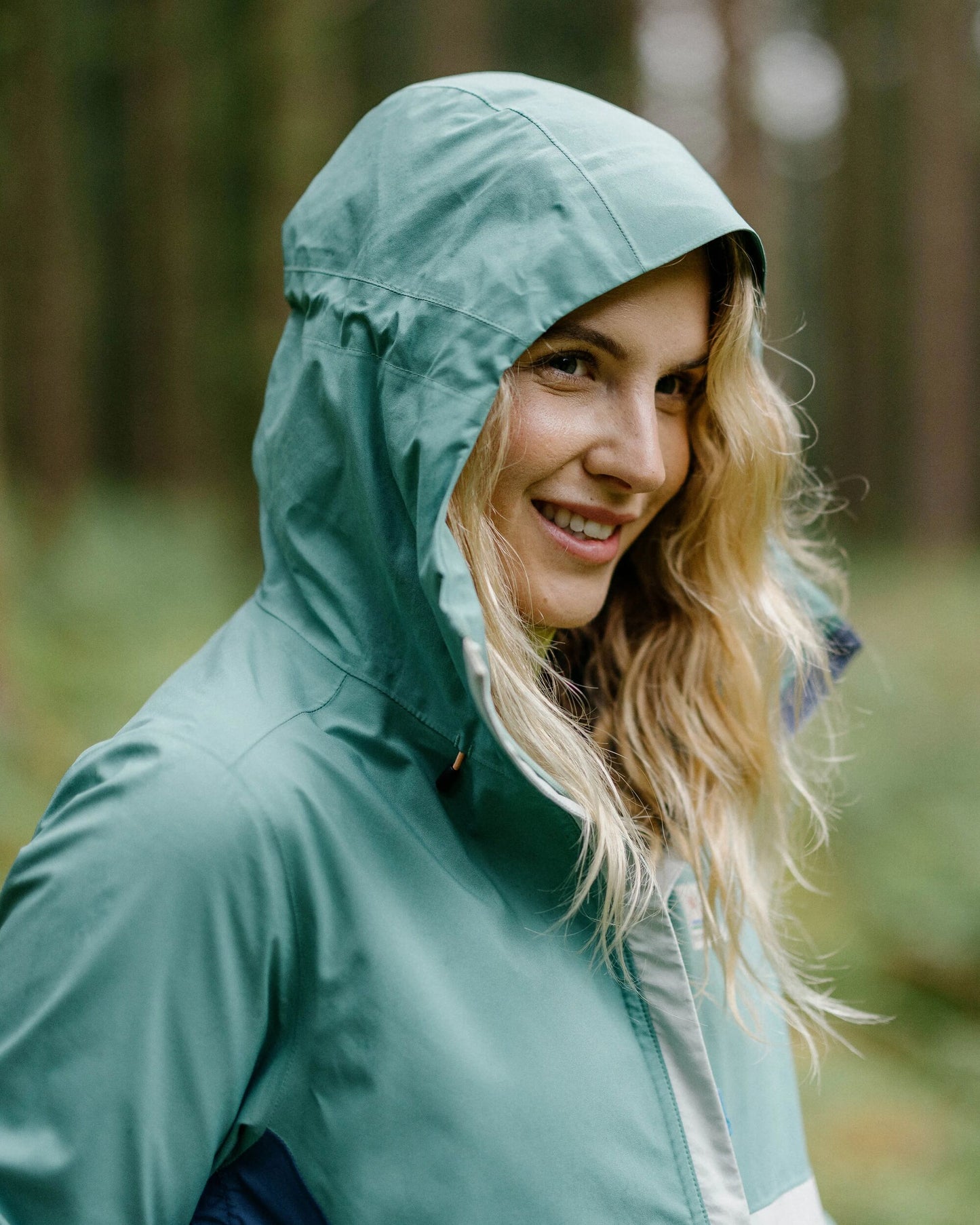 Rainstorm Recycled Waterproof Jacket - Deep Sea/Surf Spray - Lifestyle