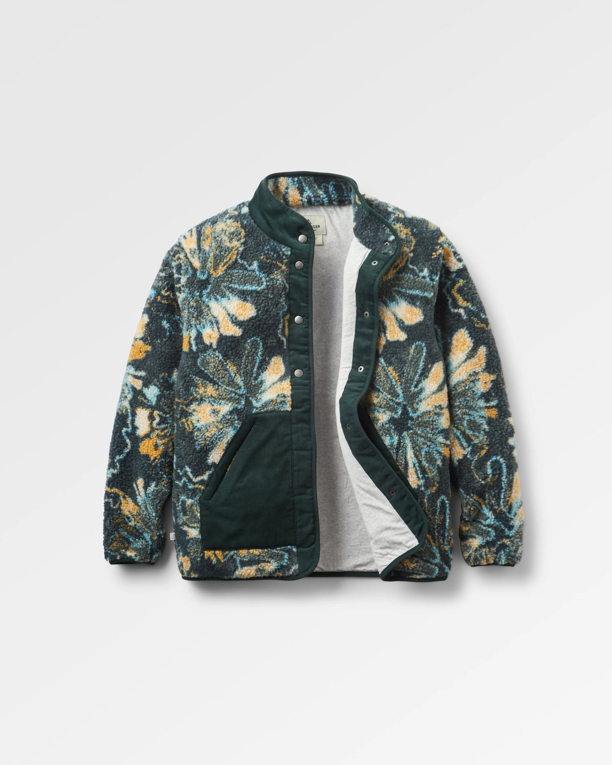 Clover Recycled Cotton-Lined Sherpa Fleece - Frost Dark Fern - Flatlay