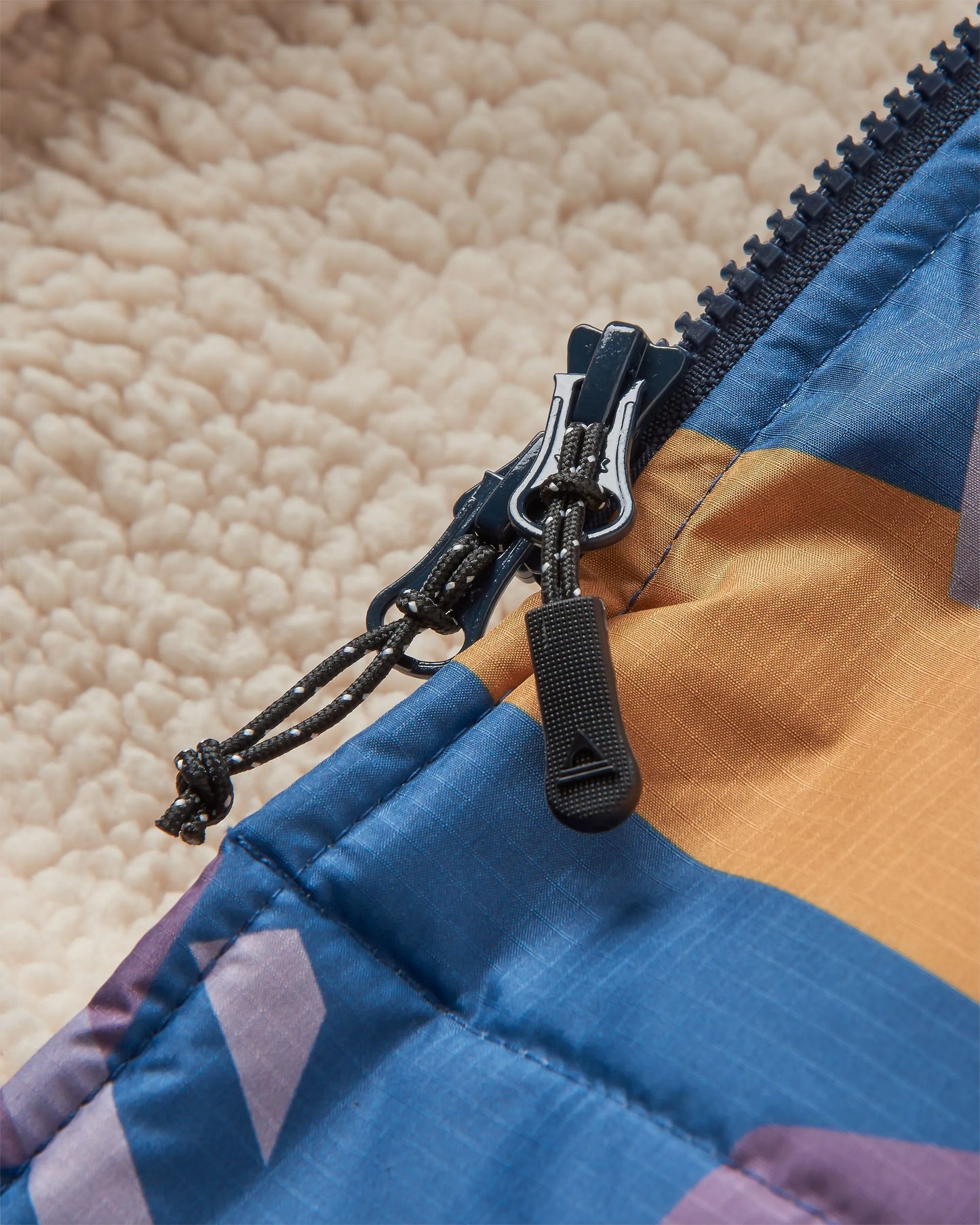 Waves Recycled Sherpa Lined Changing Robe - Deep Blue Camo Pattern - Flatlay