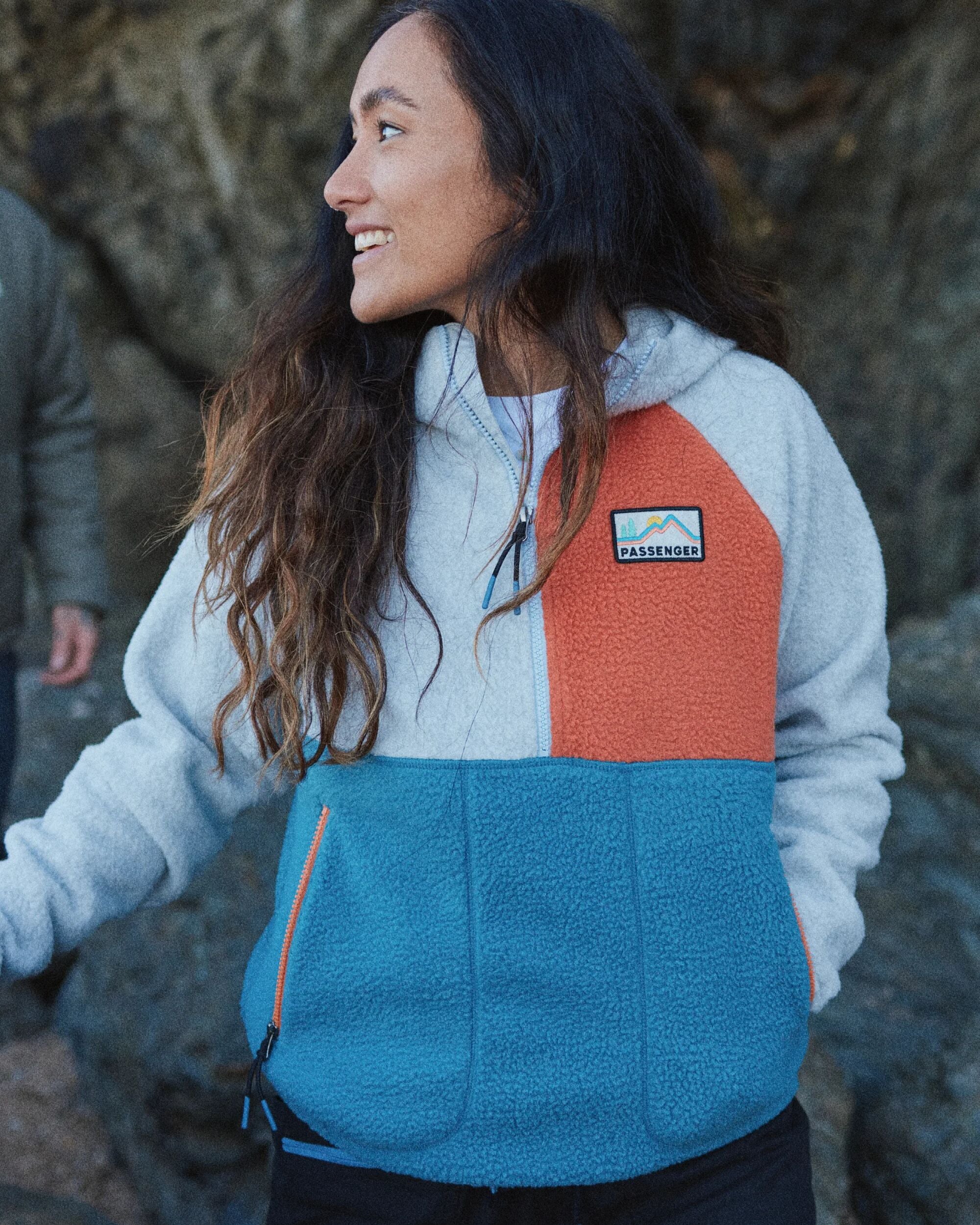 Maine 1/2 Zip Recycled Sherpa Fleece - Blue Steel - Lifestyle