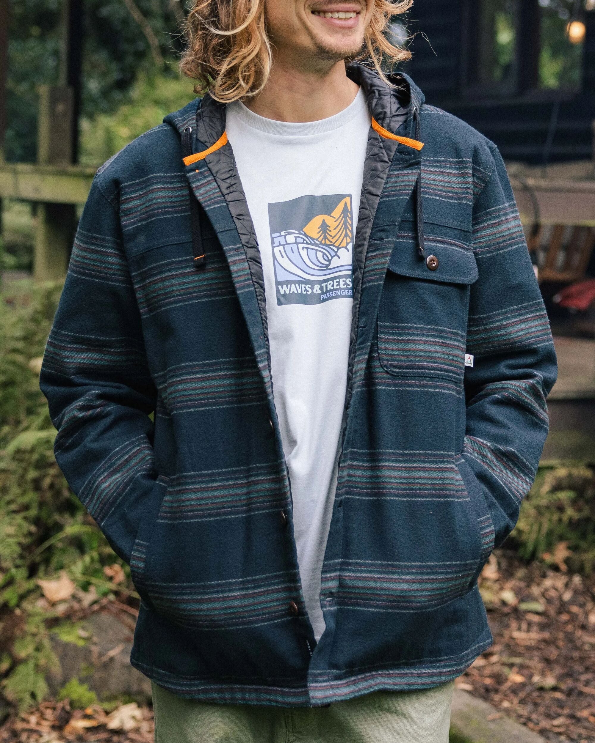 Sherwood Check Hooded Overshirt - Black Stripe - Lifestyle