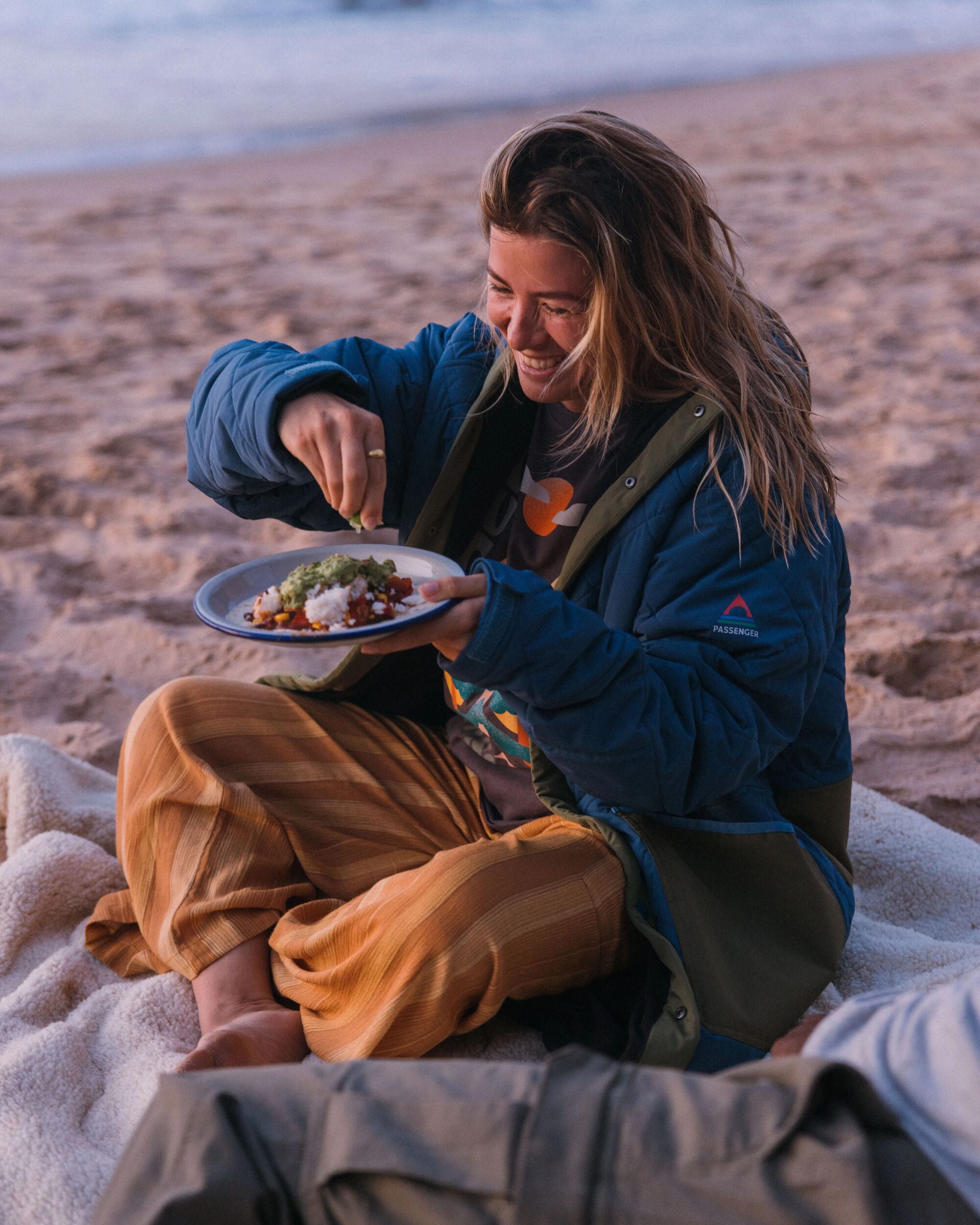 Campscape Recycled Fleece Lined Parka - Khaki/Dark Denim - Lifestyle - Female