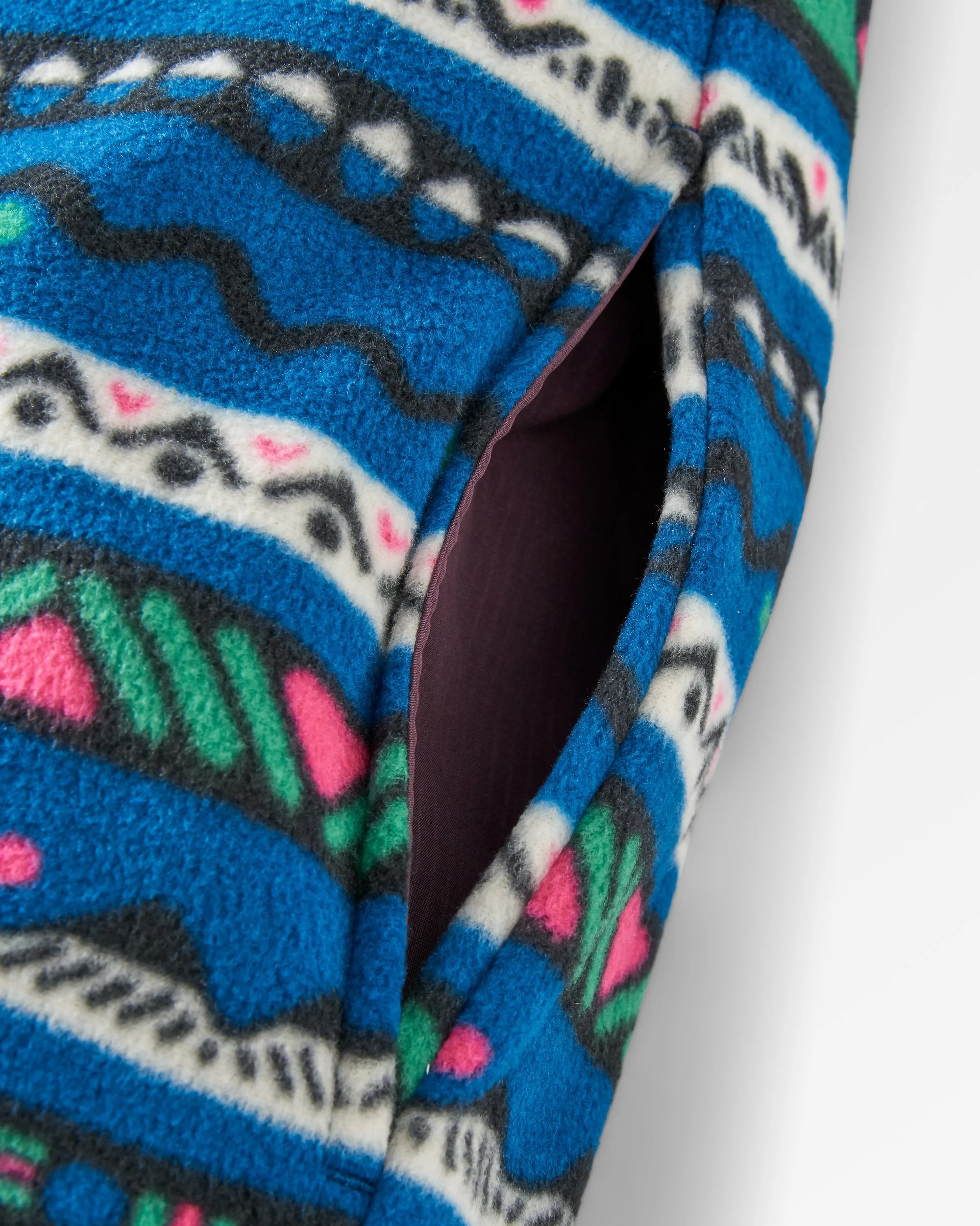 Ace Recycled Polar Fleece Dungarees - Mountain Geo Tidal Blue - Flatlay