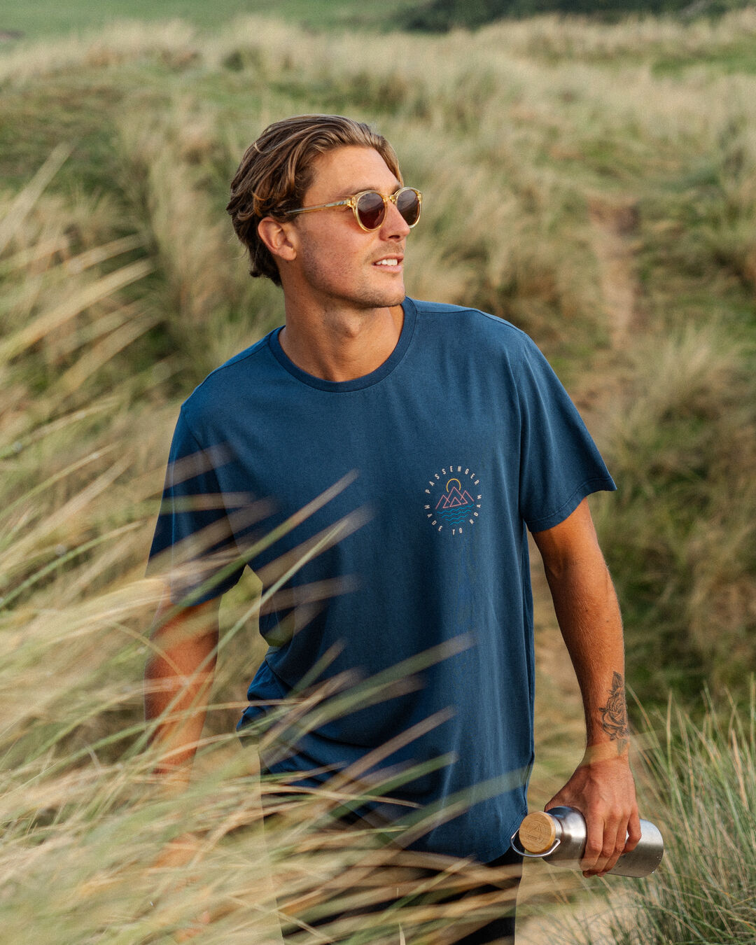 Escapism Recycled Cotton T-Shirt - Dark Denim - Lifestyle