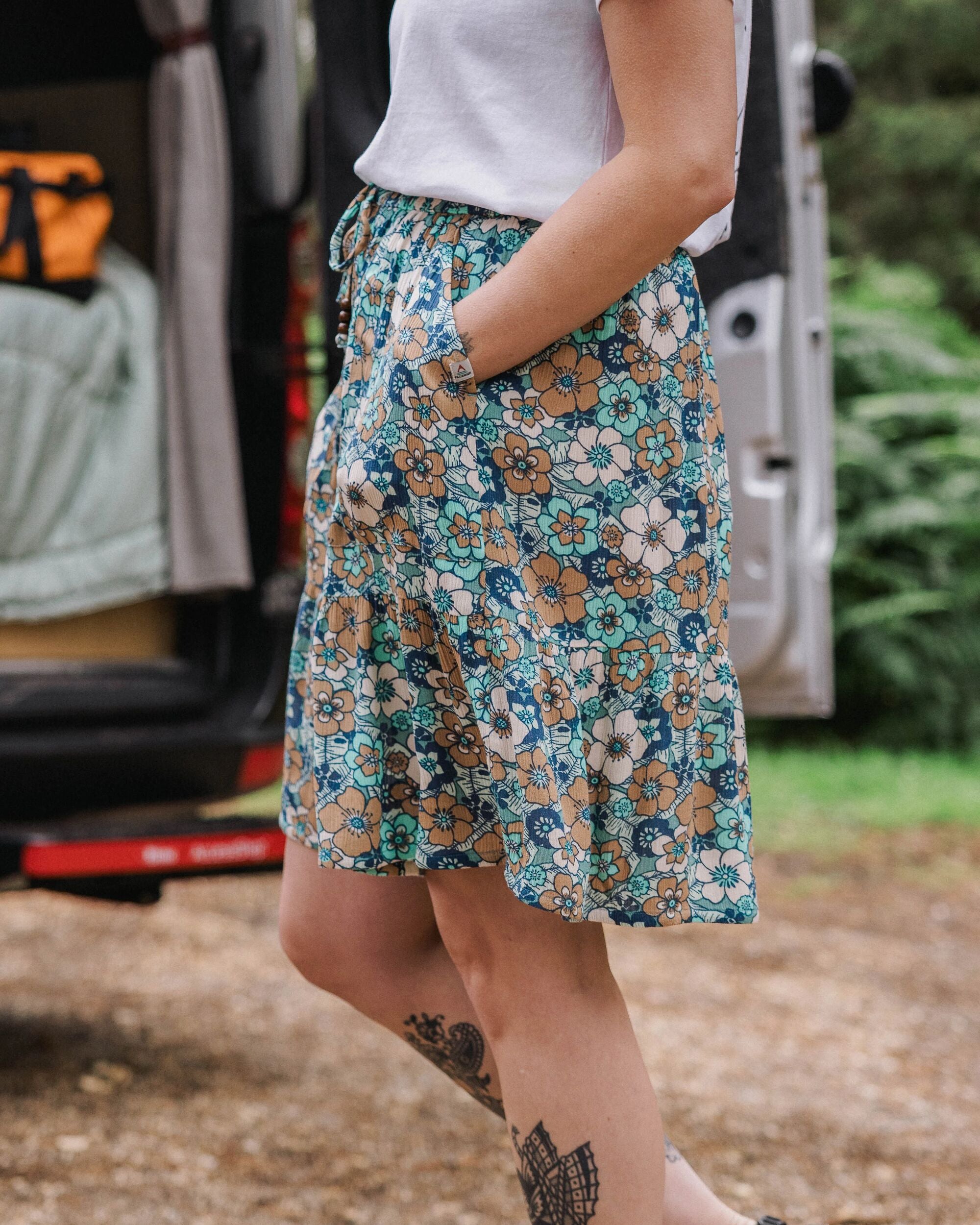 Dew EcoVero Woven Skirt - Vintage Floral Aqua - Lifestyle