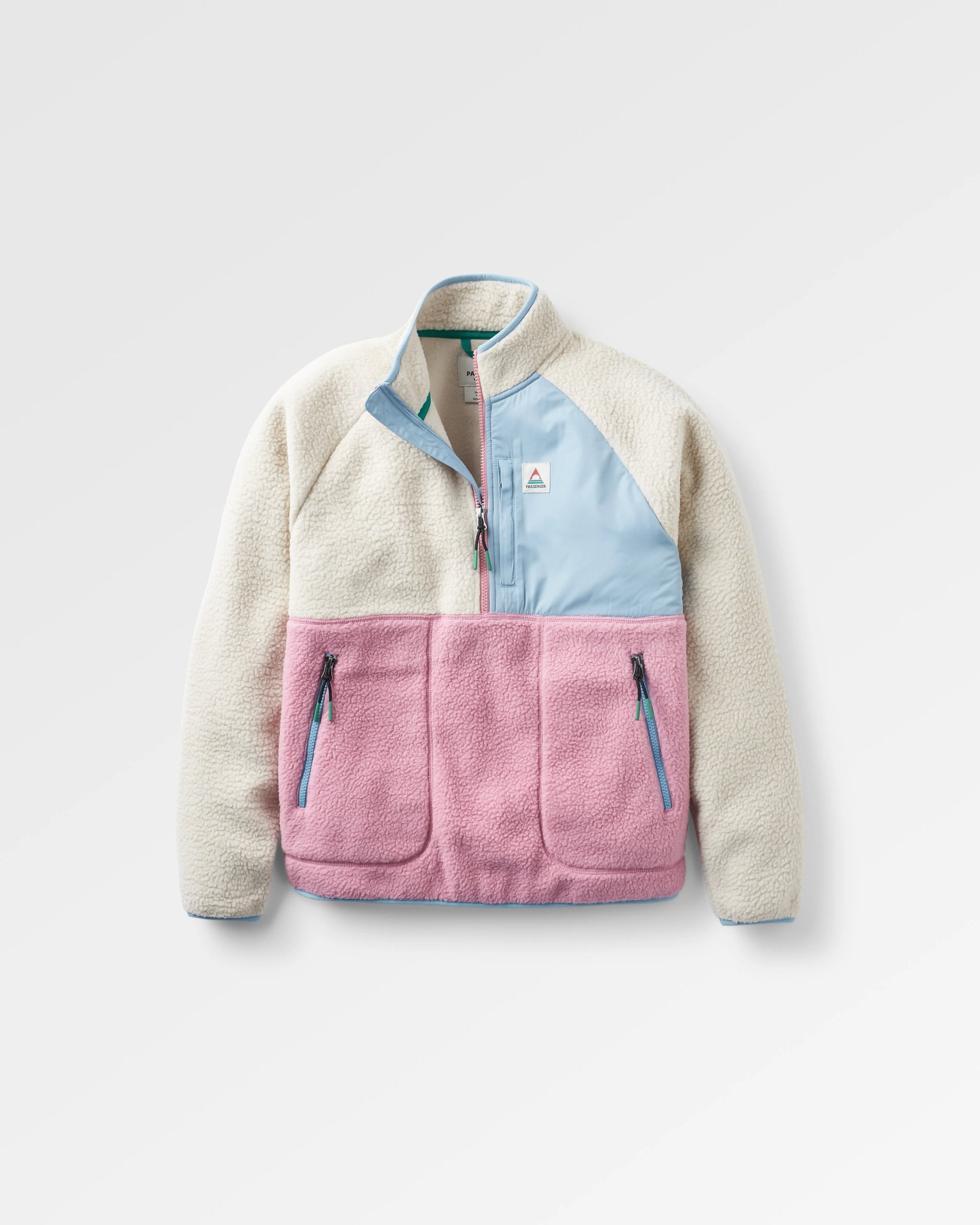 Home Recycled Sherpa Fleece - Oatmeal/Pink haze - Flatlay