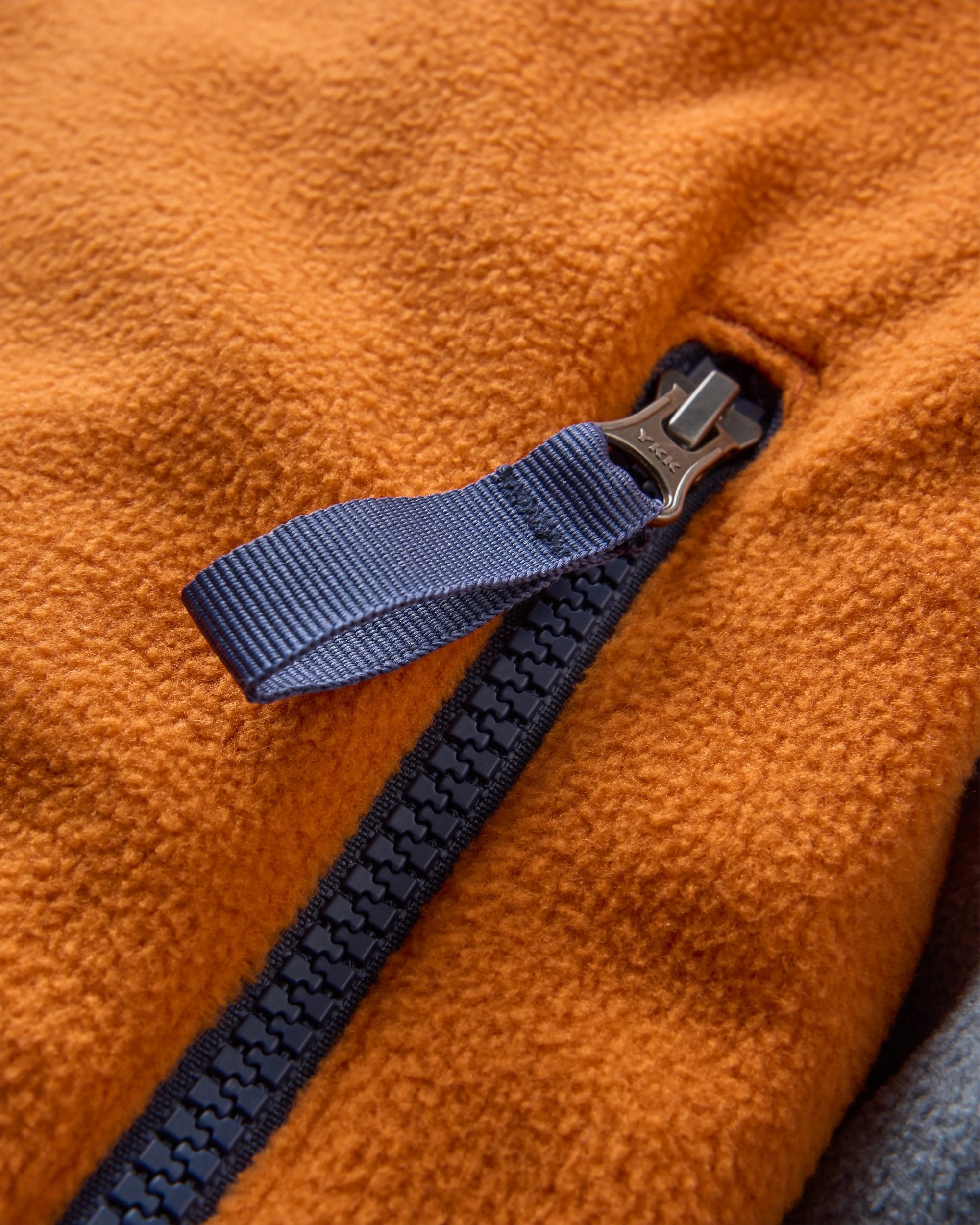 Set Off Recycled Polar Fleece - Sunset Orange/Storm Grey - Flatlay