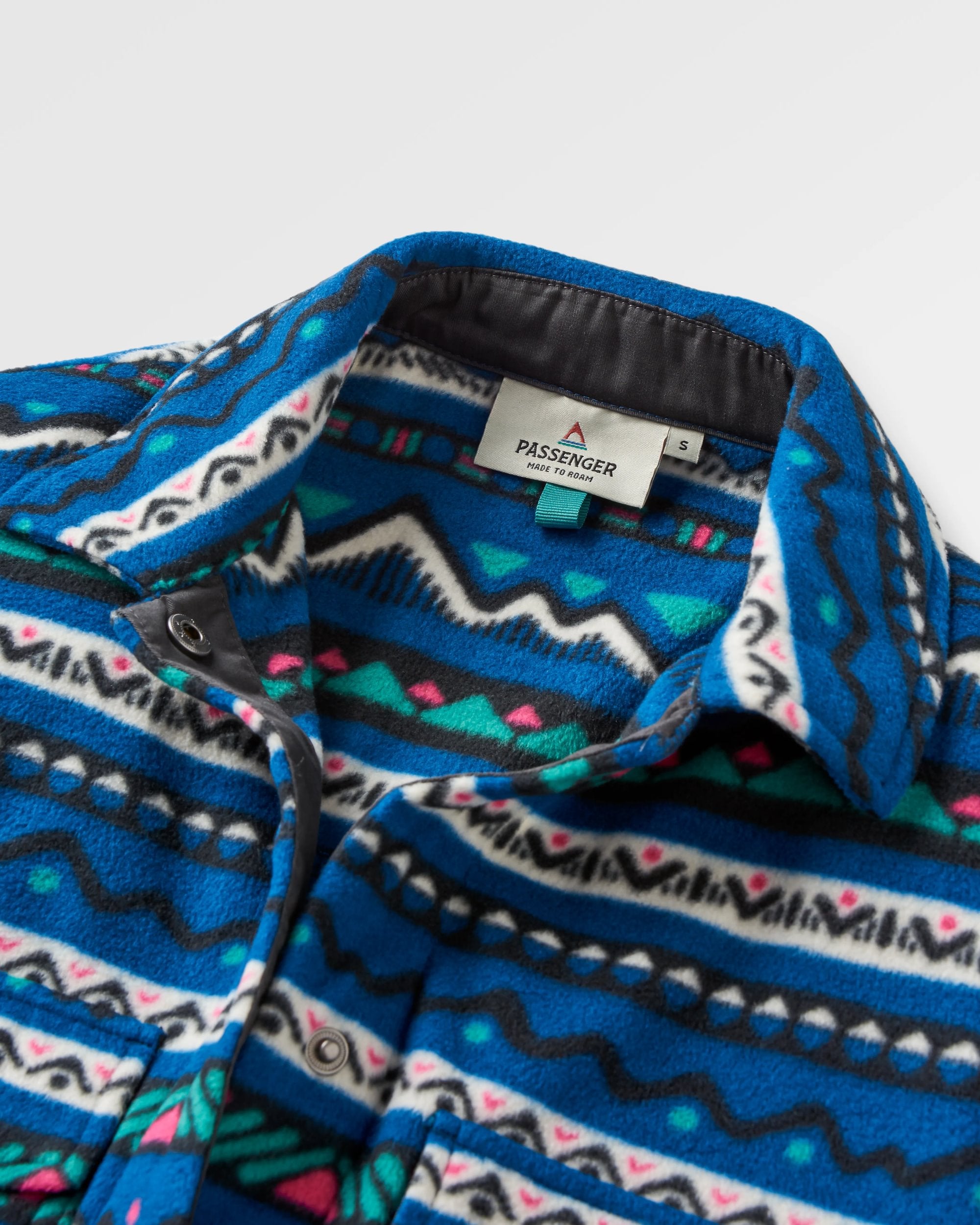 East Recycled Polar Fleece Shirt - Mountain Geo Tidal Blue - Flatlay