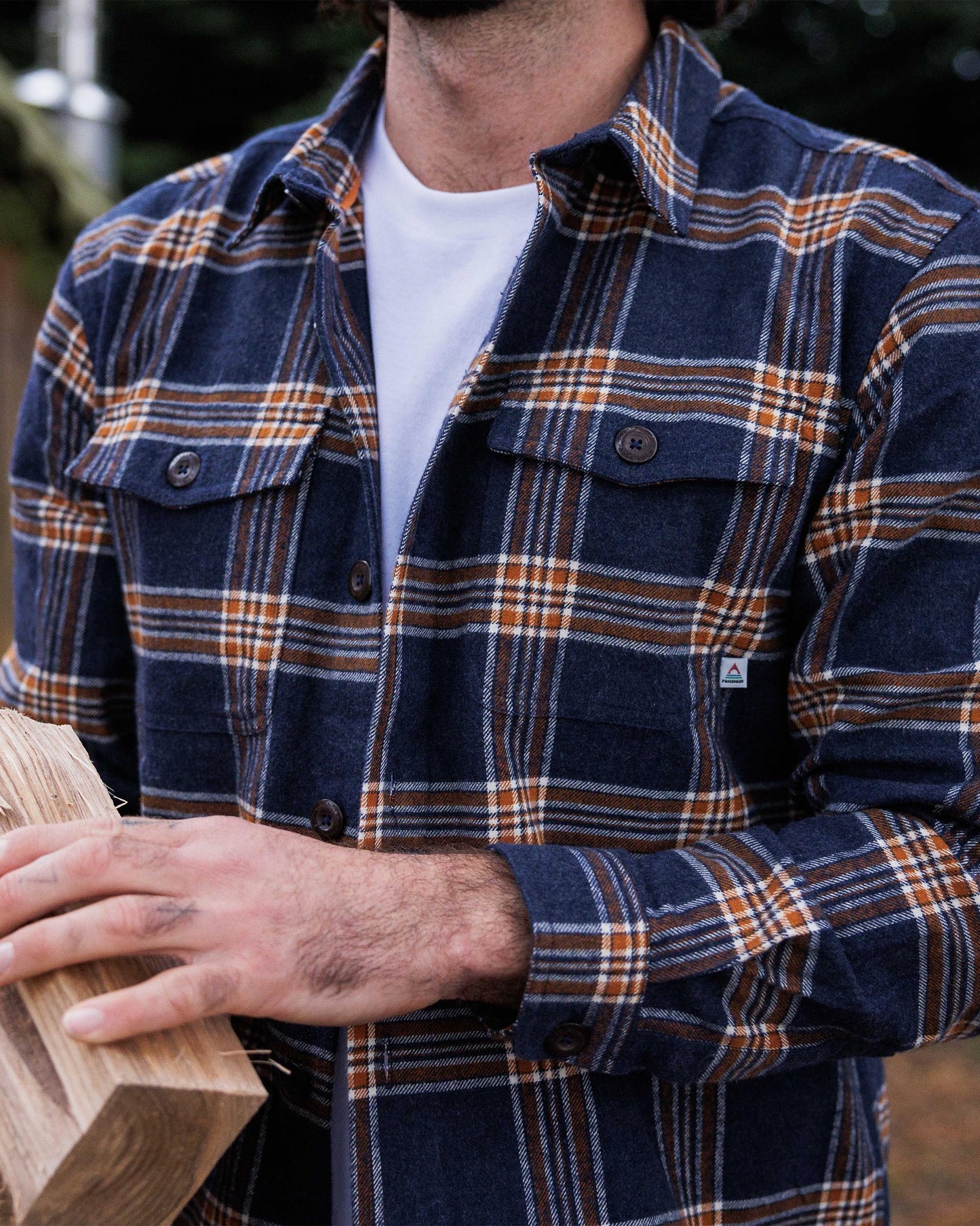 Rustic Organic Cotton Heavyweight Overshirt - Rich Navy Check - Lifestyle