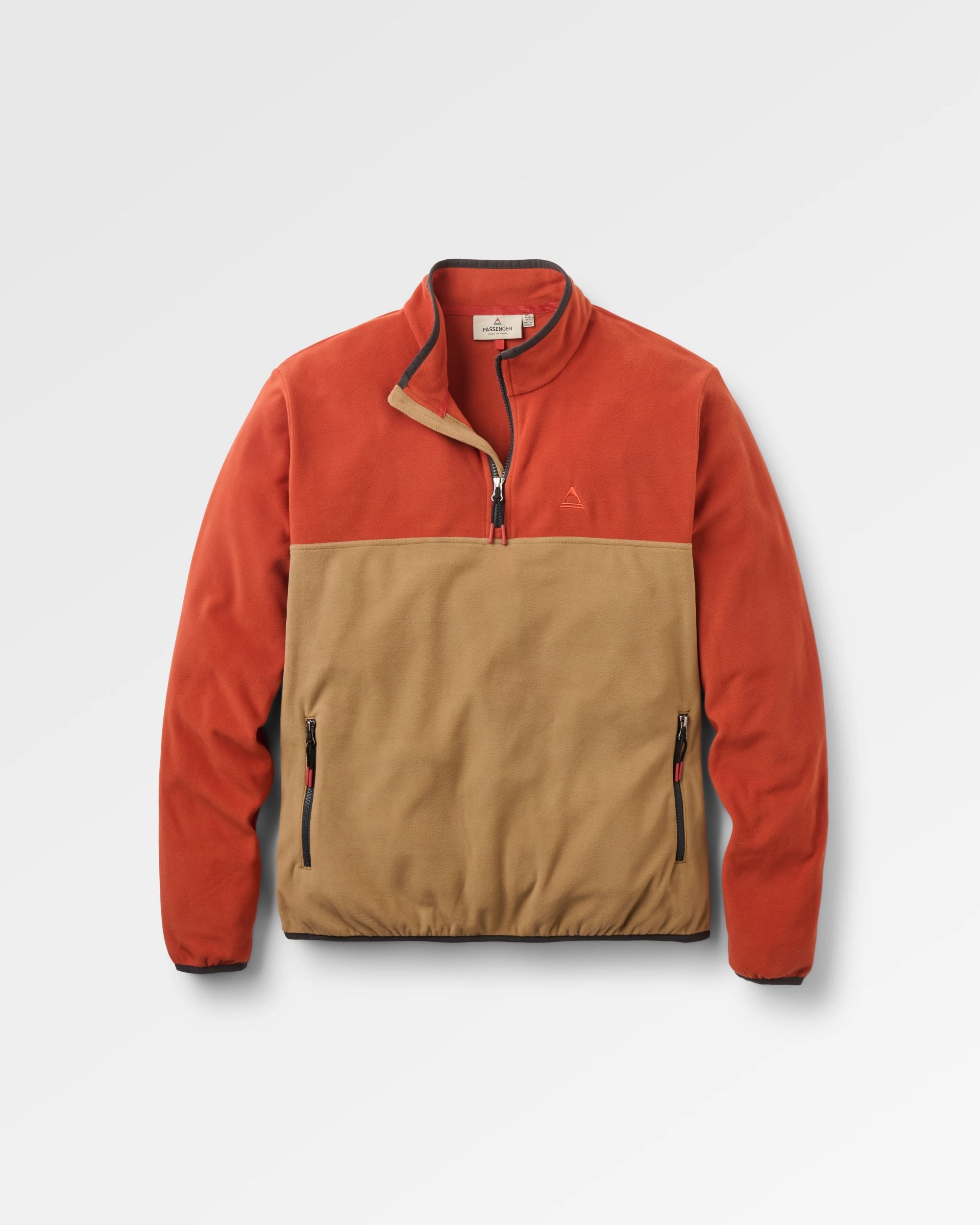 Set Off Polartec® 1/4 Zip Fleece - Dark Rust/Caramel - Flatlay