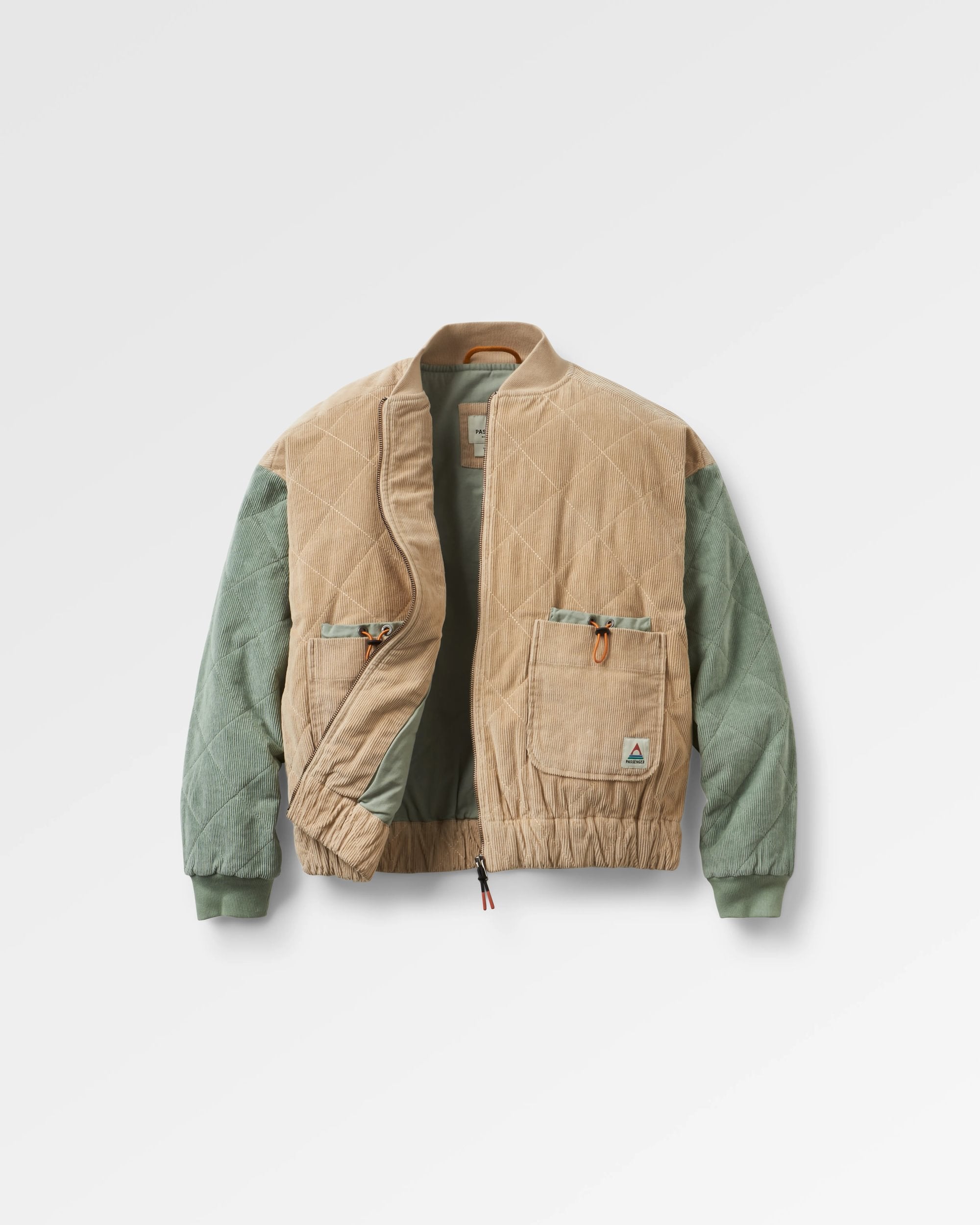 Lucia Quilted Cord Jacket - Stone/Pistachio - Flatlay