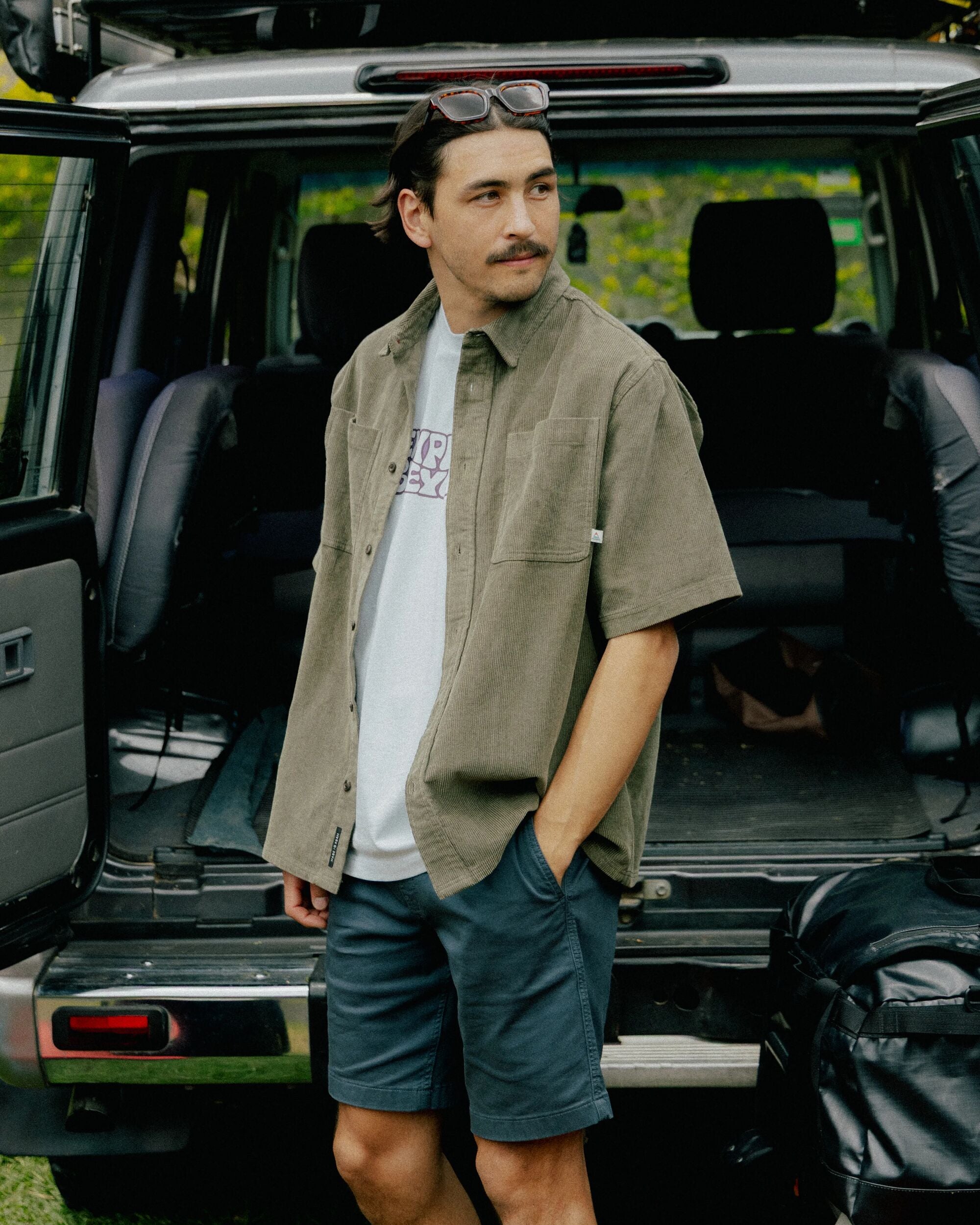 Backcountry Short Sleeve Cord Shirt - Dusty Olive - Lifestyle