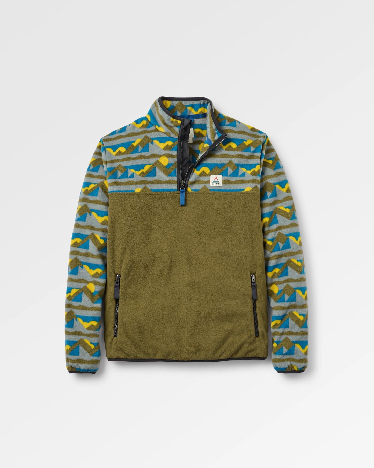 Set Off Recycled Polar 1/4 Zip Fleece - Views Dark Olive - Flatlay