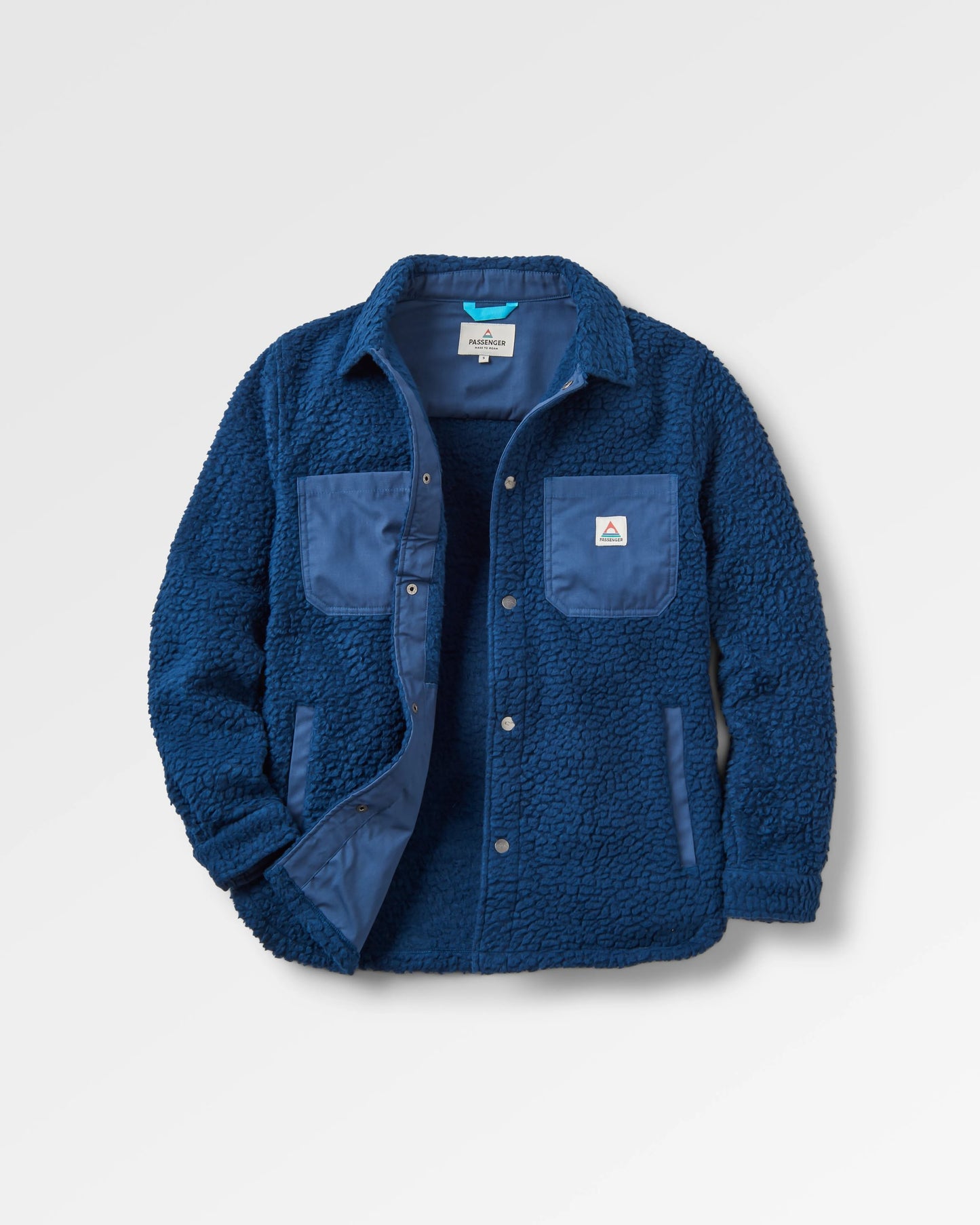 Rappel Recycled Sherpa Oversized Shirt - Dark Denim - Flatlay