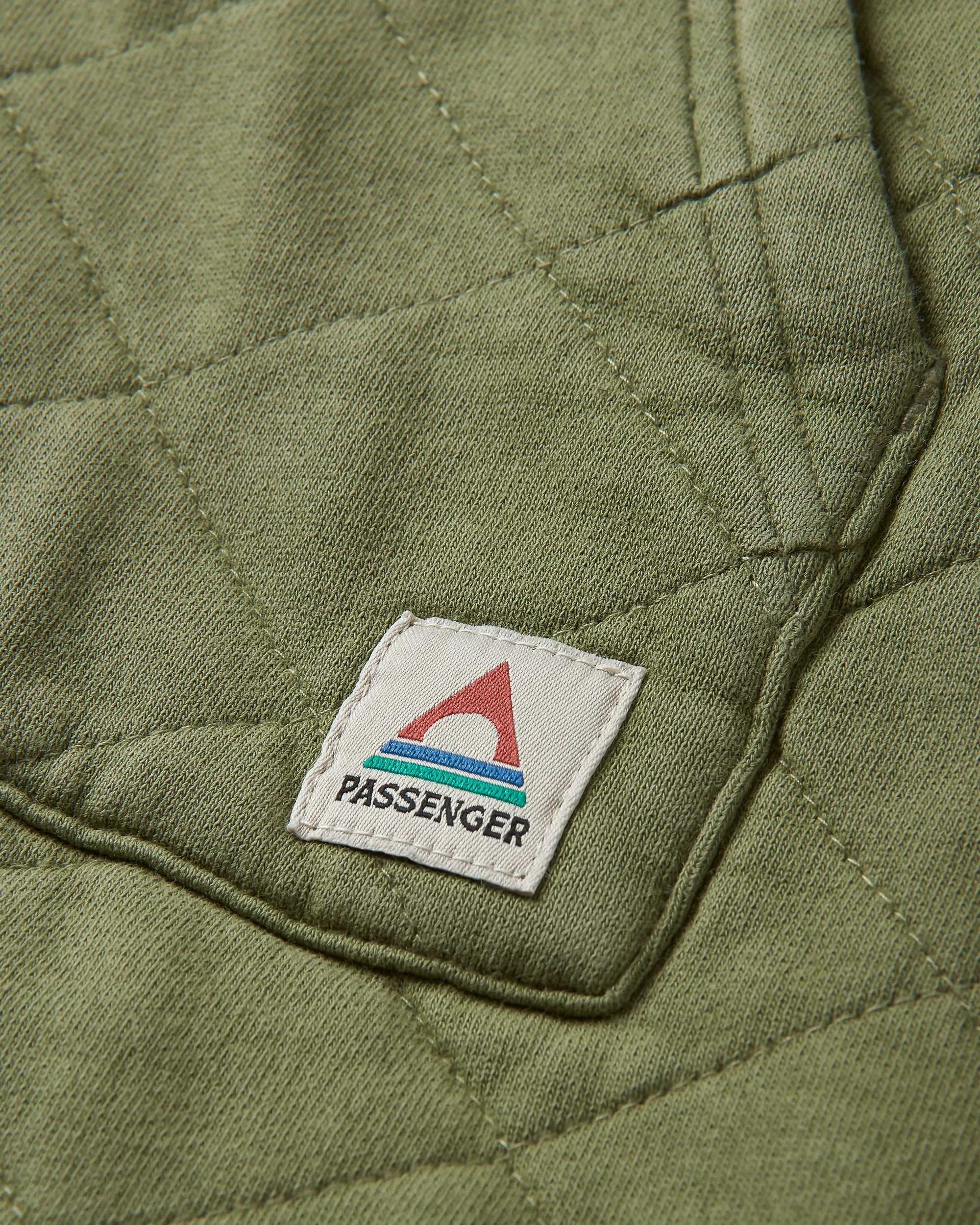 Getaway Recycled Quilted Full Zip Hoodie - Khaki - Flatlay