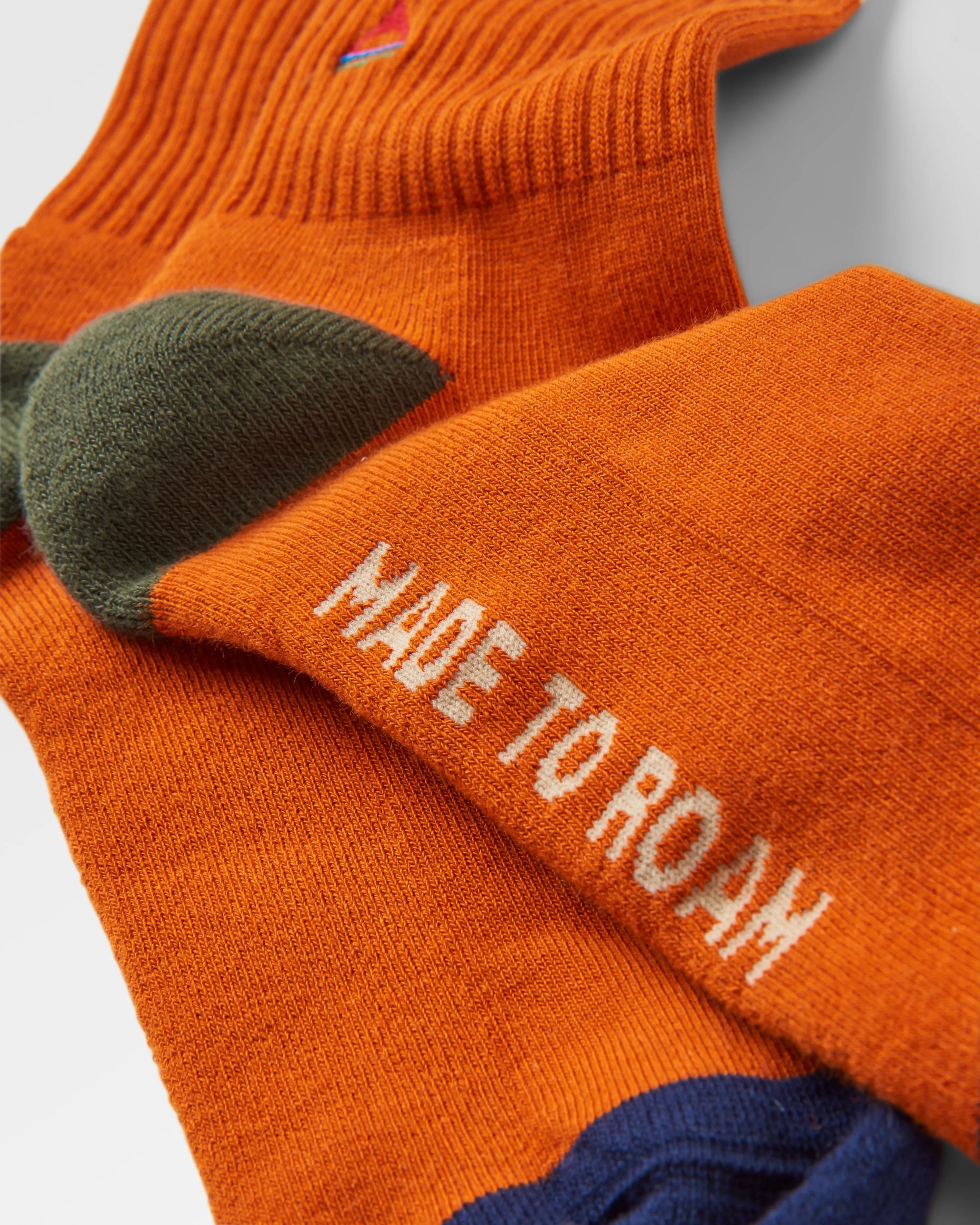 Organic Midweight Crew Socks - Burnt Orange - Flatlay