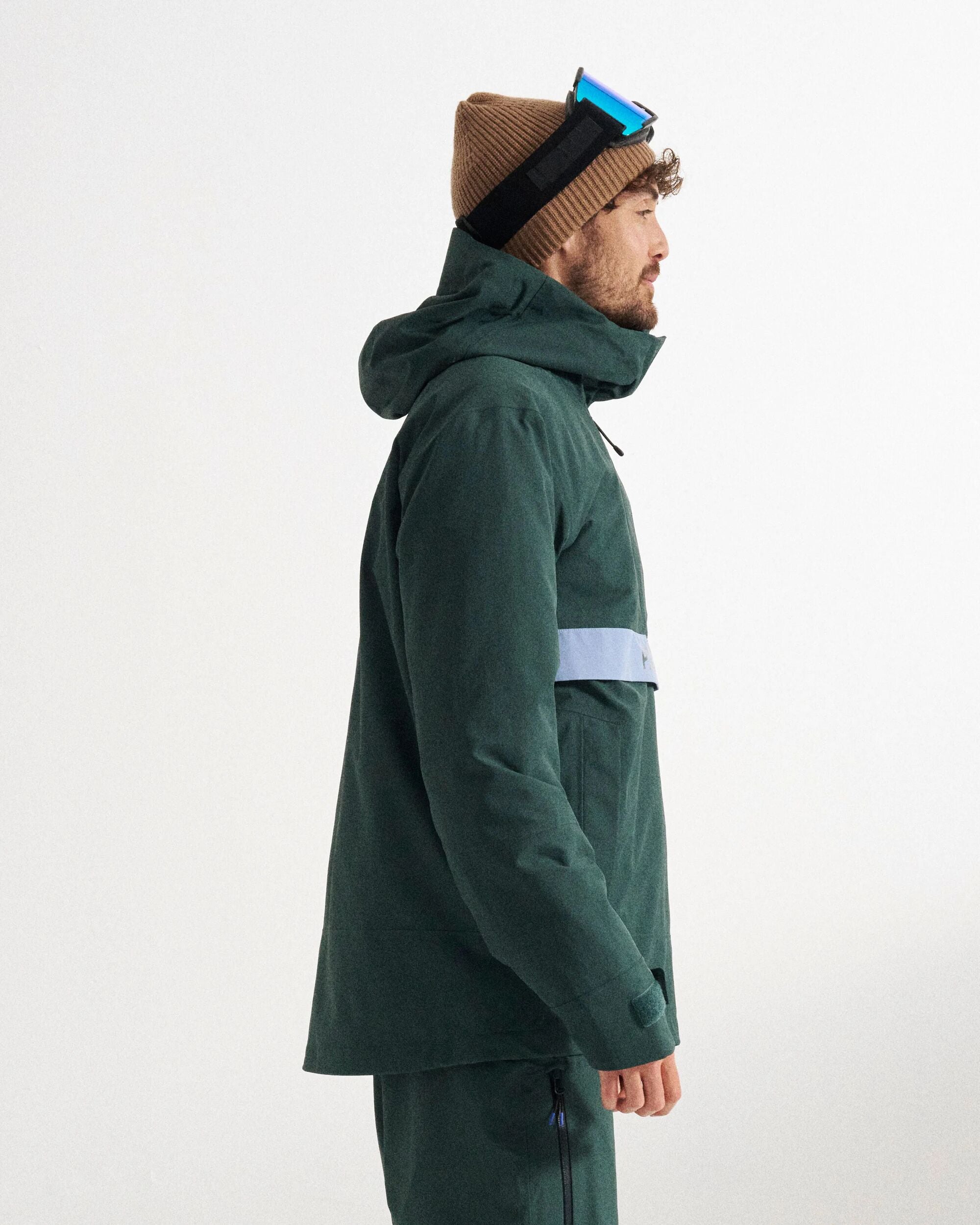 Snowscape Men's Recycled Anorak - Dark Fern - Studio Model