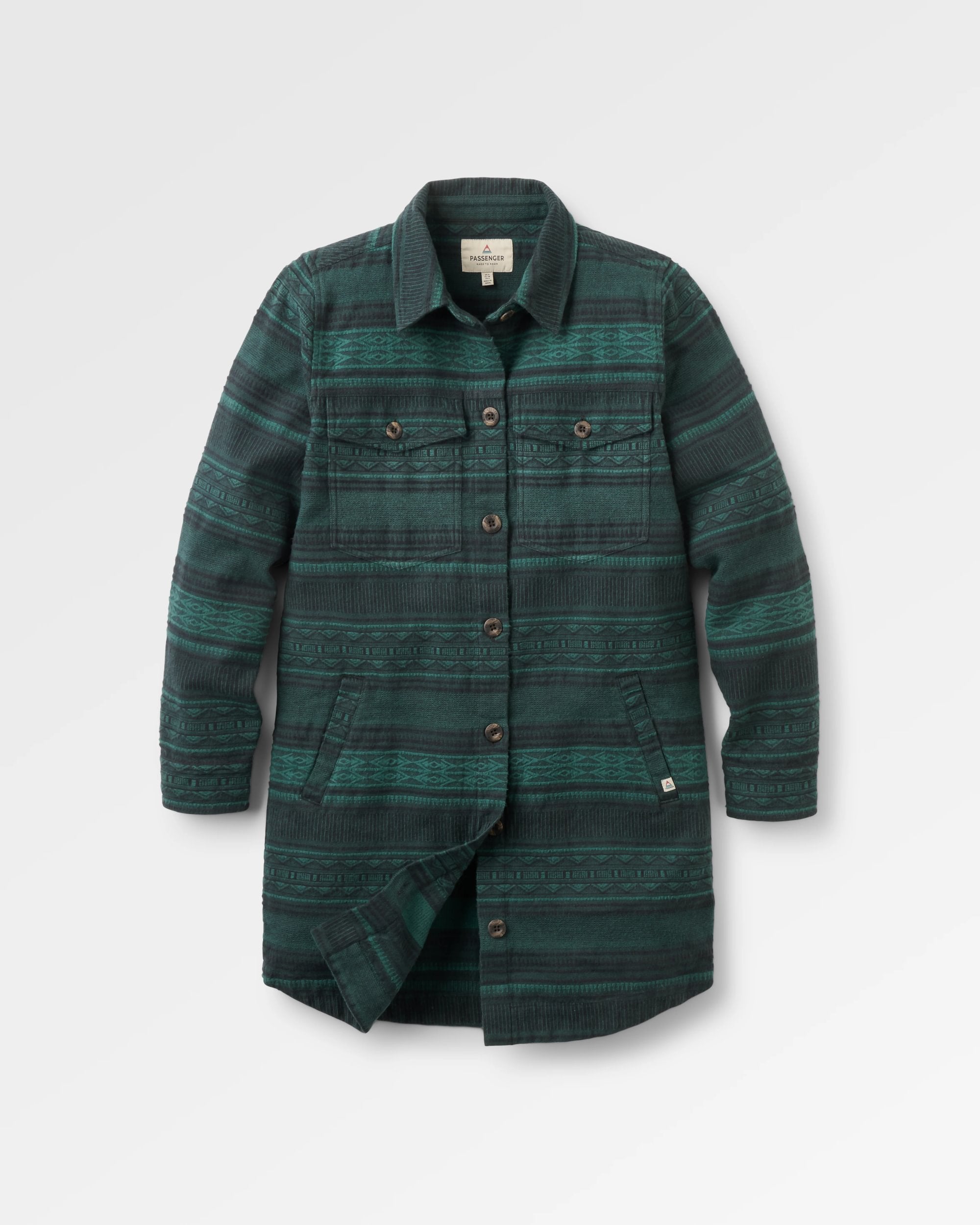 Stella Shirt Dress - Deep Ocean Jacquard - Flatlay