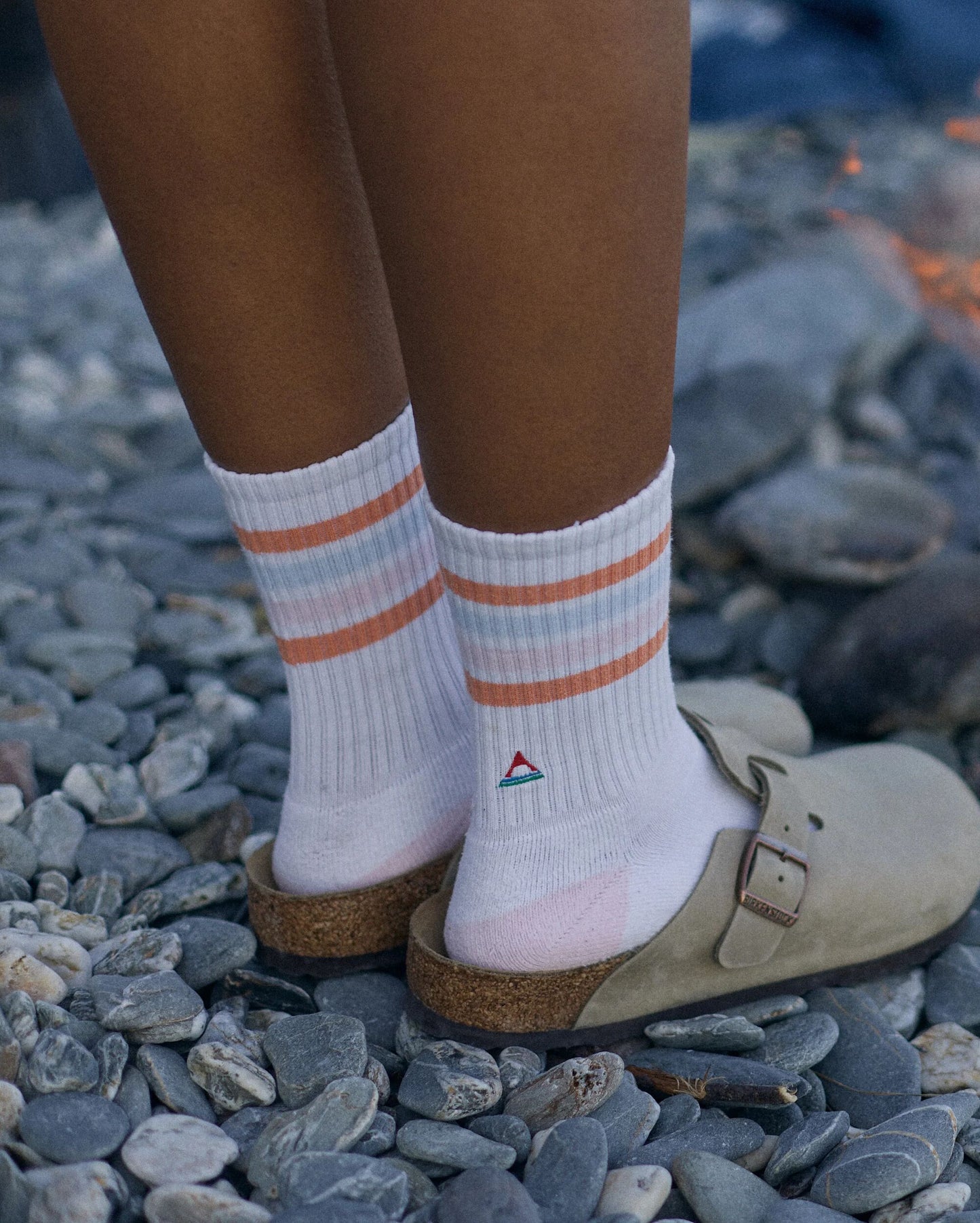Organic Midweight Crew Socks - White - Lifestyle