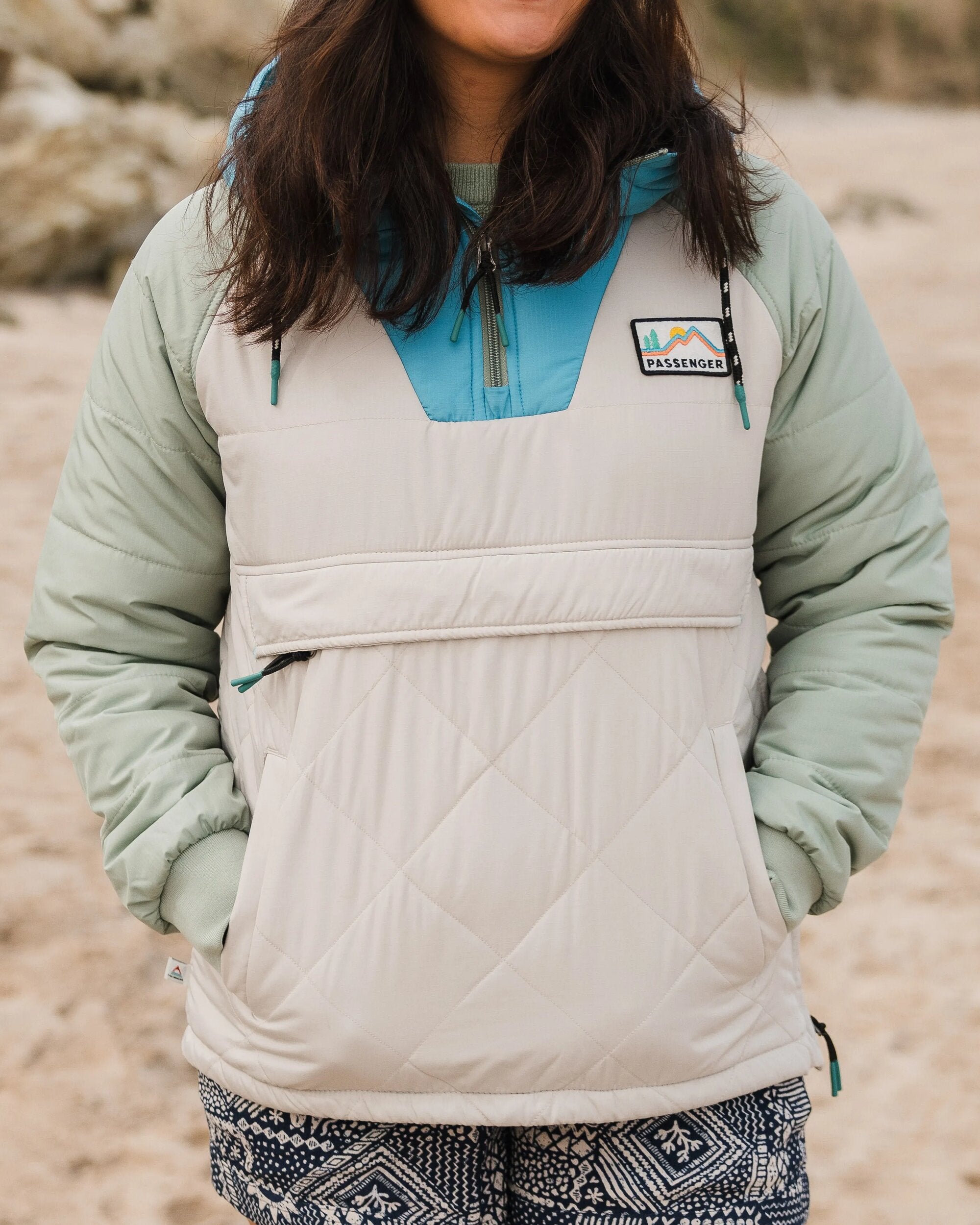 Ocean Recycled Insulated 1/2 Zip Jacket - Pebble Grey - Lifestyle