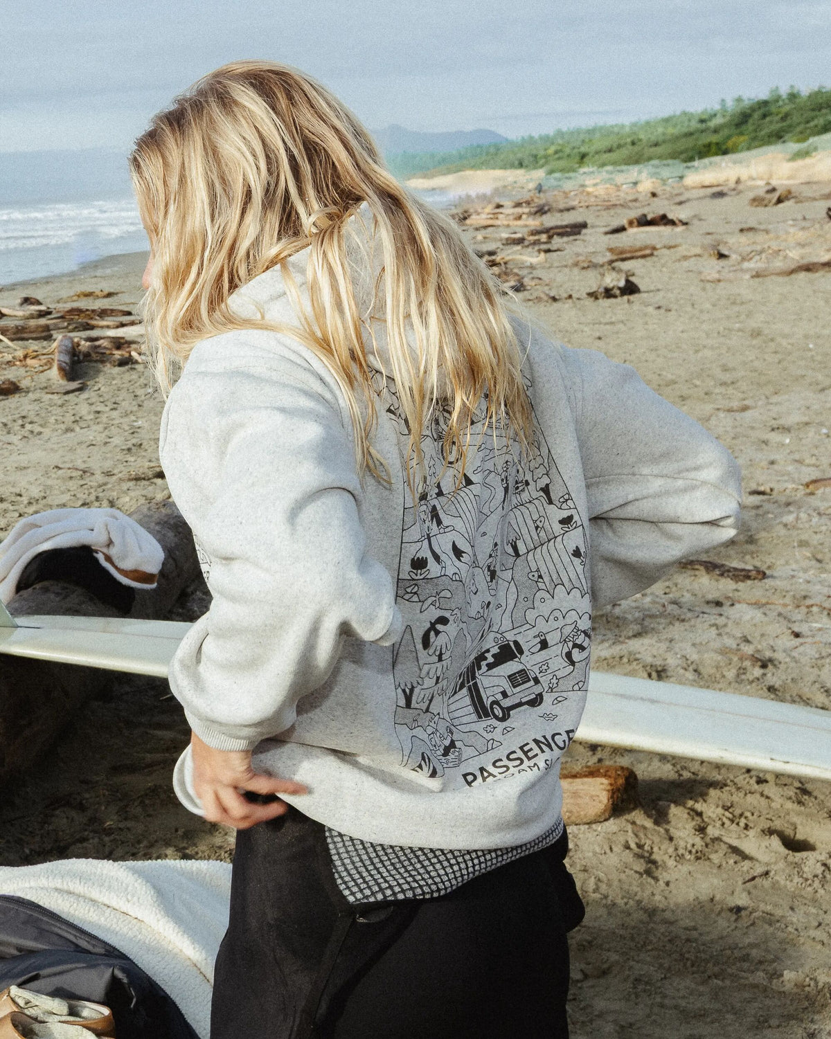 Roam Slow Women's Cotton Hoodie - Light Grey Marl - Lifestyle