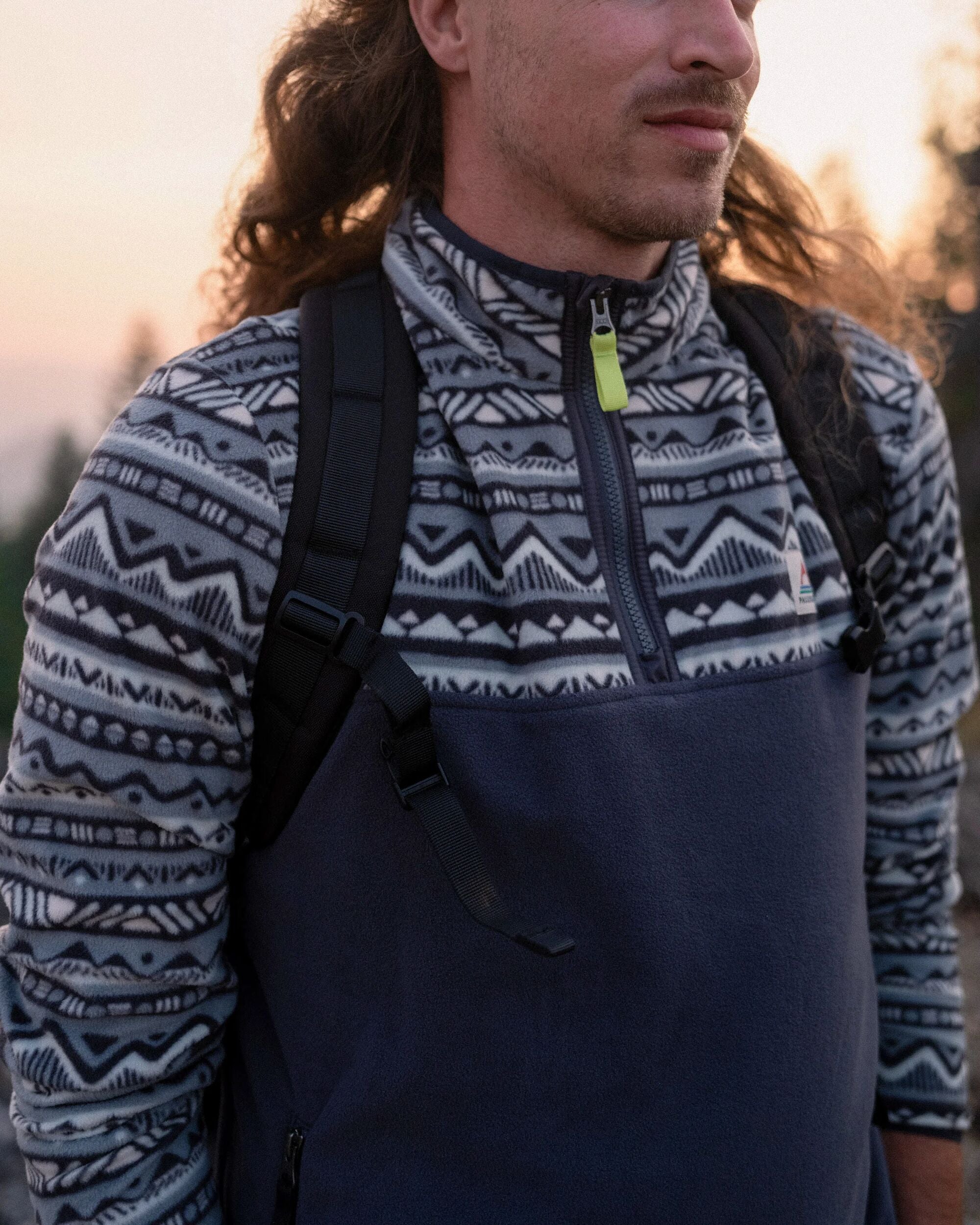 Set Off Recycled Polar Fleece - Mountain Geo Stormy Sea - Lifestyle