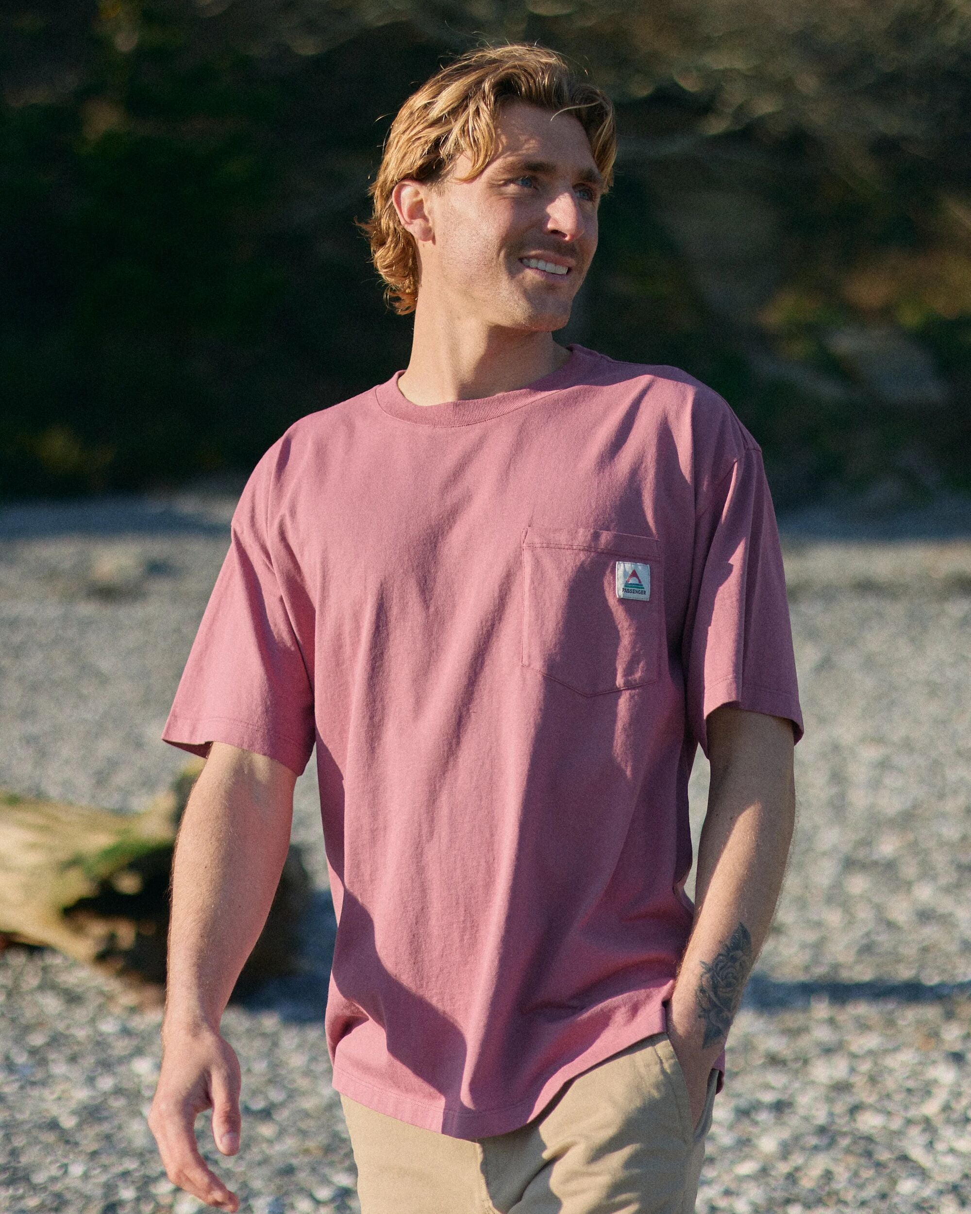 Heritage Organic Relaxed Fit T-Shirt - Mauve Dusk - Lifestyle