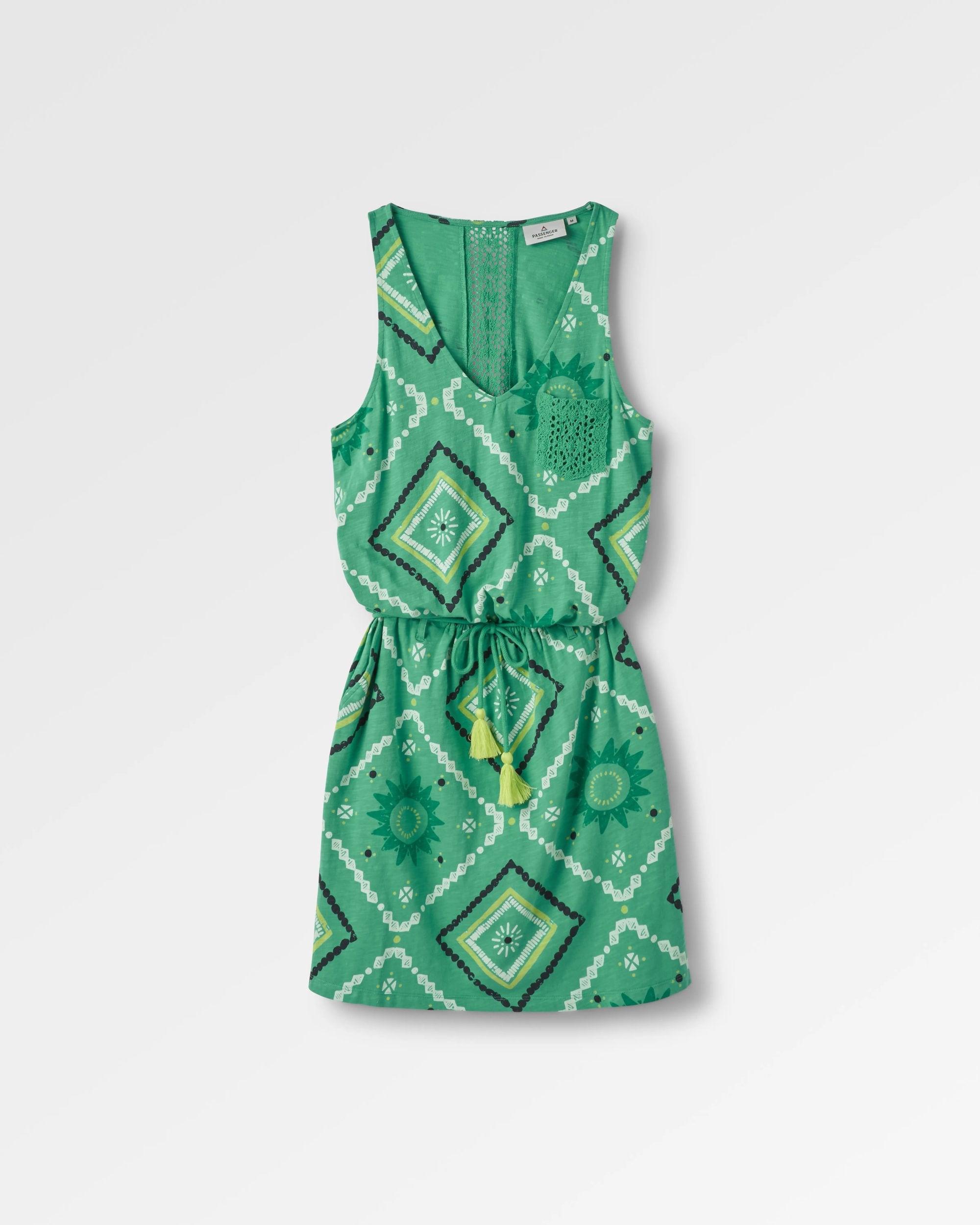 Rivergate Recycled Cotton Dress - Sunburst Green Spruce - Flatlay