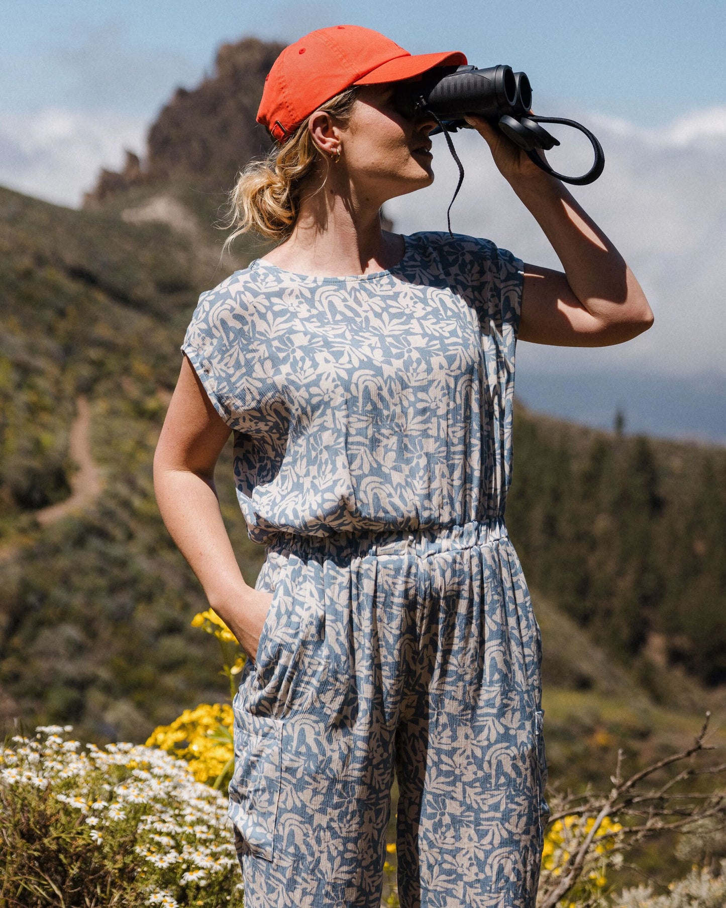 Thimbleberry Jumpsuit - Mountain Foliage Faded Denim - Lifestyle