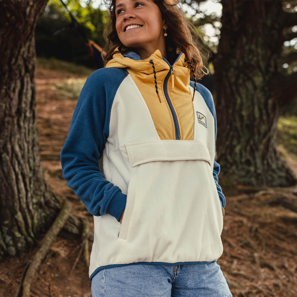 Alexander Hooded 1/2 Zip Recycled Polar Fleece - Egret