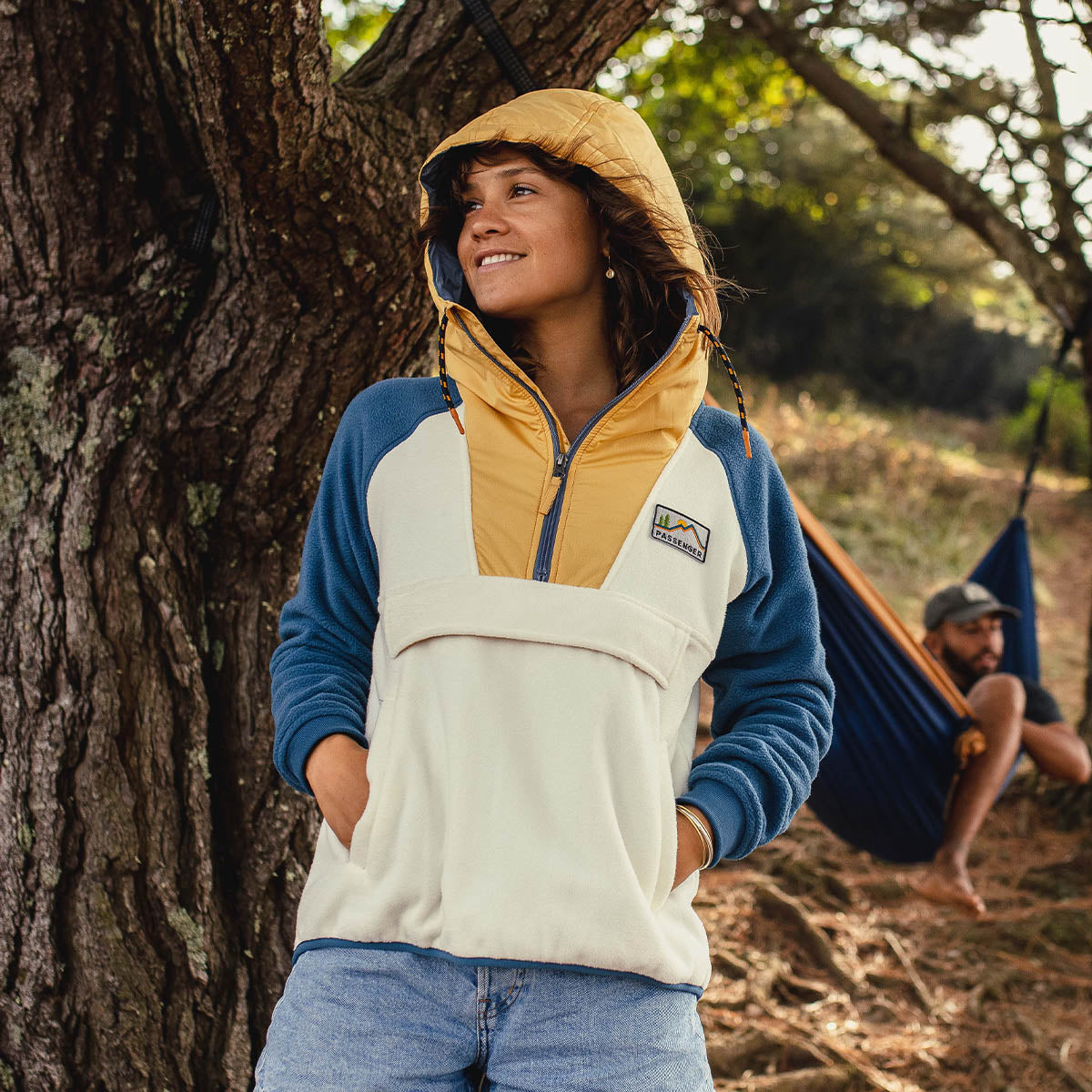 Alexander Hooded 1/2 Zip Recycled Polar Fleece - Egret