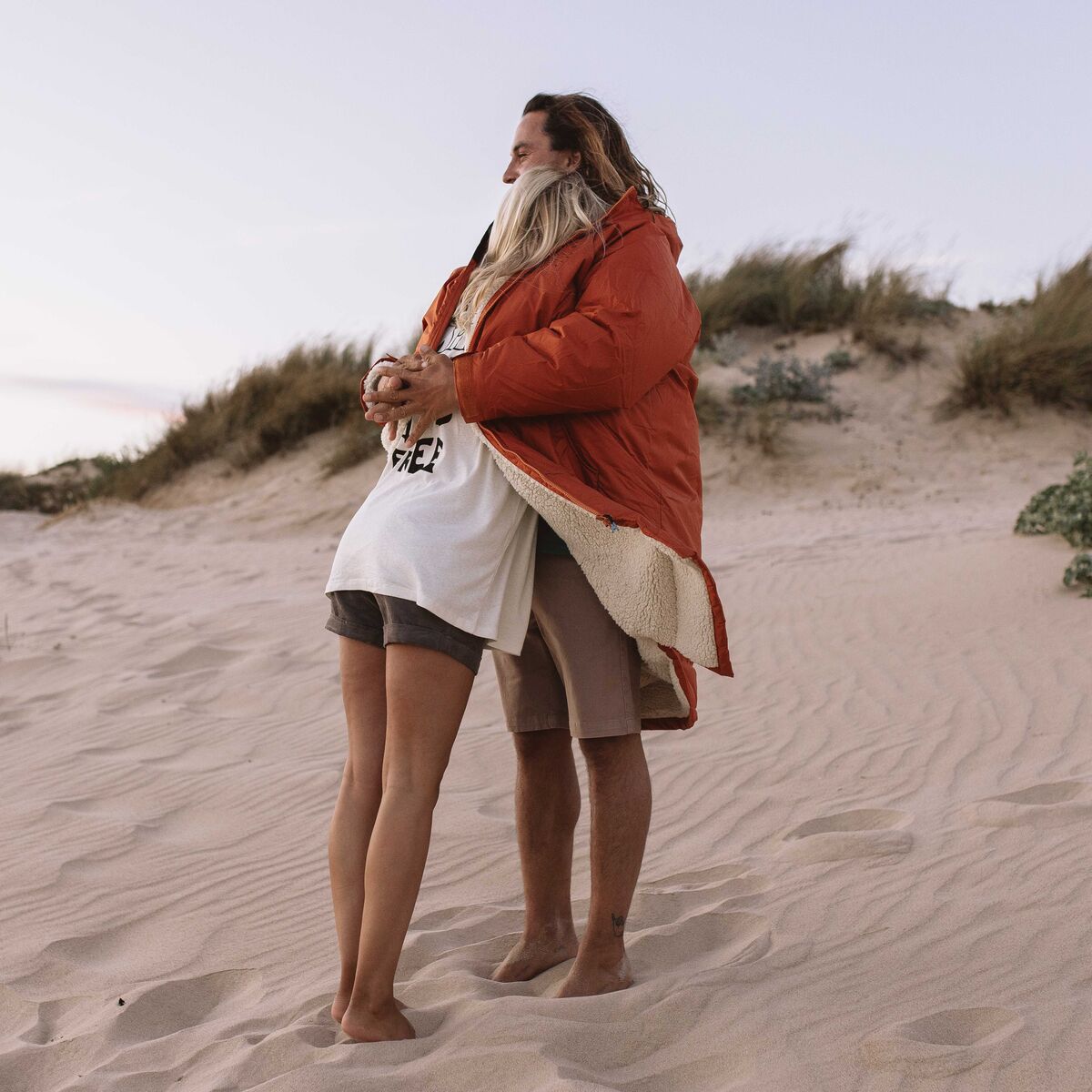 Male_Escapism Recycled Sherpa Lined Changing Robe - Rust