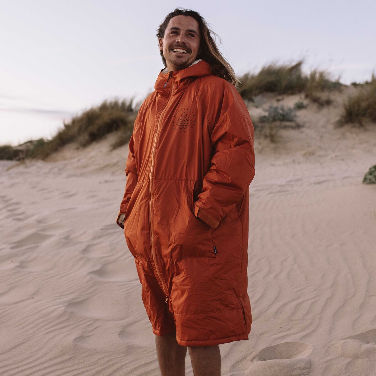Escapism Recycled Sherpa Lined Changing Robe - Rust - Lifestyle - Male