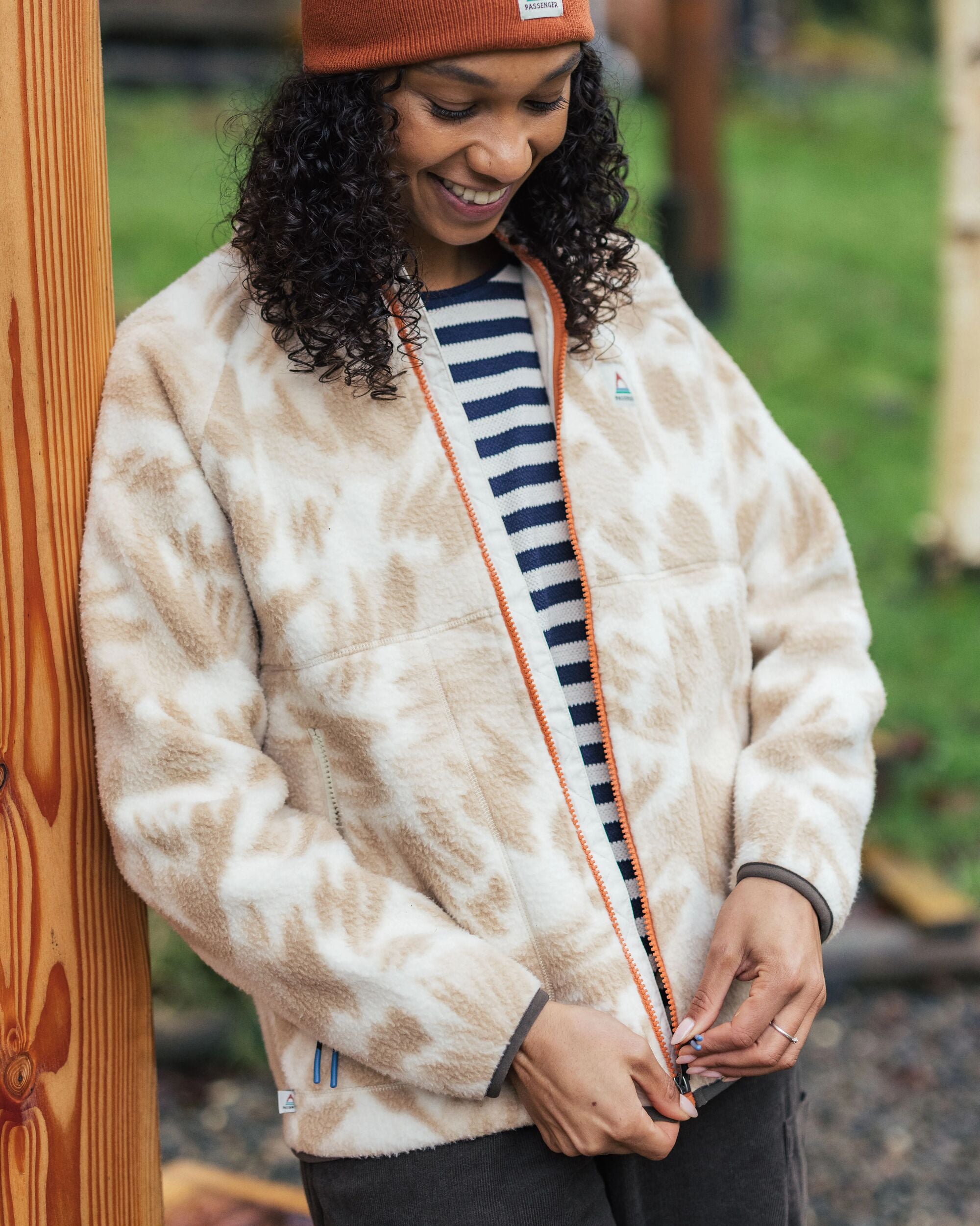 Fairbanks Full Zip Recycled Sherpa Fleece - Abstract Mountain Birch - Lifestyle