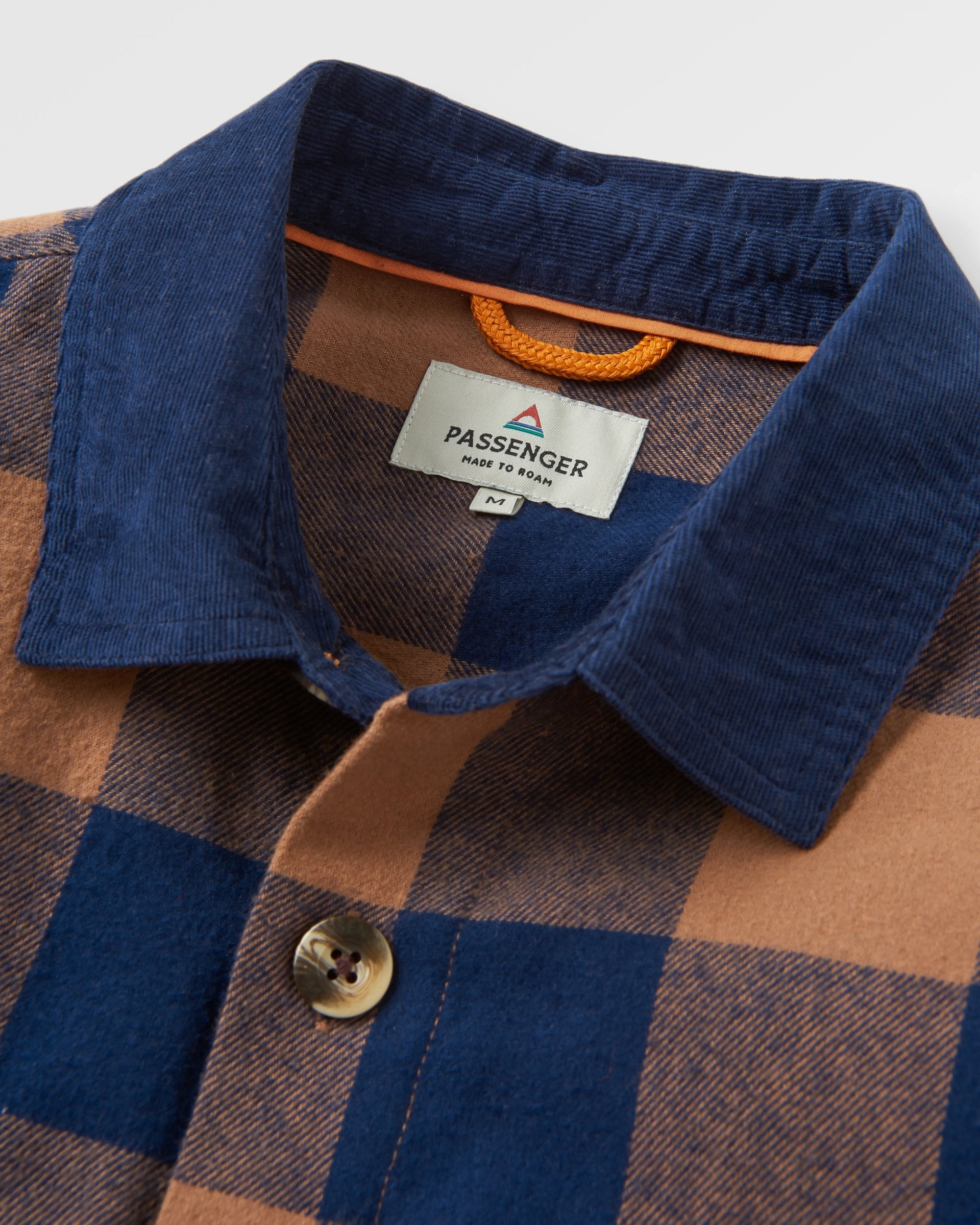 Rustic Organic Cotton Shirt - Toffee/Rich Navy Buffalo - Flatlay