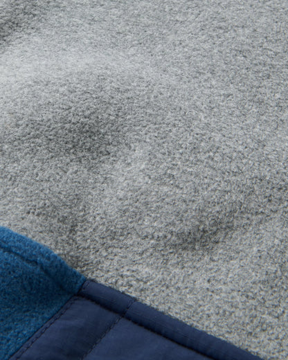 Woodland Hooded 1/2 Zip Recycled Polartec® Fleece - Grey Marl/Dark Denim - Flatlay