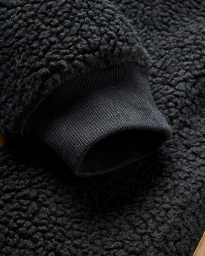 Trekker Hooded Deep Pile Sherpa Jacket - Black - Flatlay